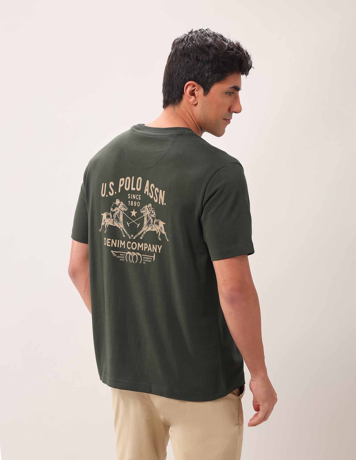 Brand Printed Oversized Fit T-Shirt Olive - U.S. Polo Assn. India | Large