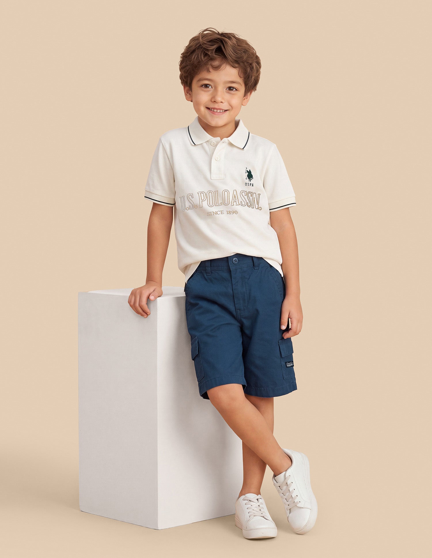 Solid Relaxed Fit Cargo Shorts Blue - U.S. Polo Assn. India | Large