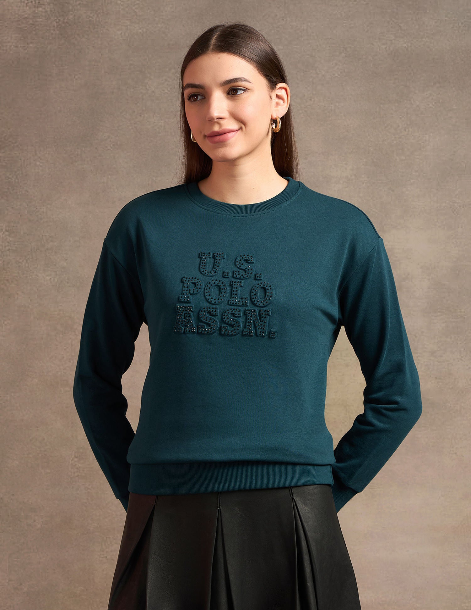 Puff Print Drop Shoulder Sweatshirt Teal - U.S. POLO ASSN. | Large