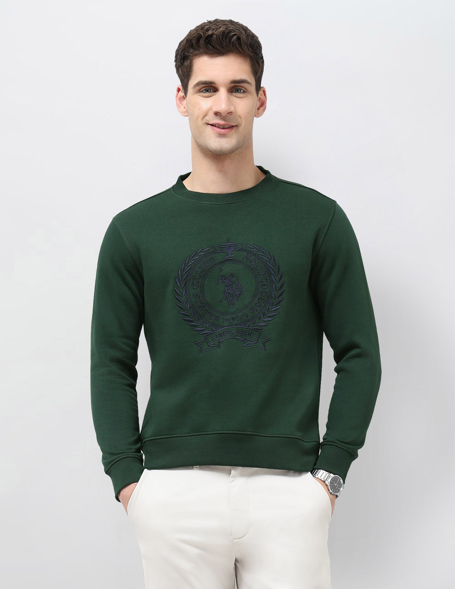 Brand Embroidered Regular Fit Sweatshirt