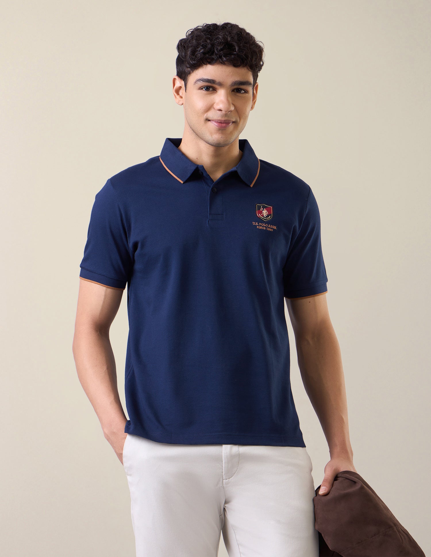Solid Slim Fit Polo Shirt Blue - U.S. Polo Assn. India | Large