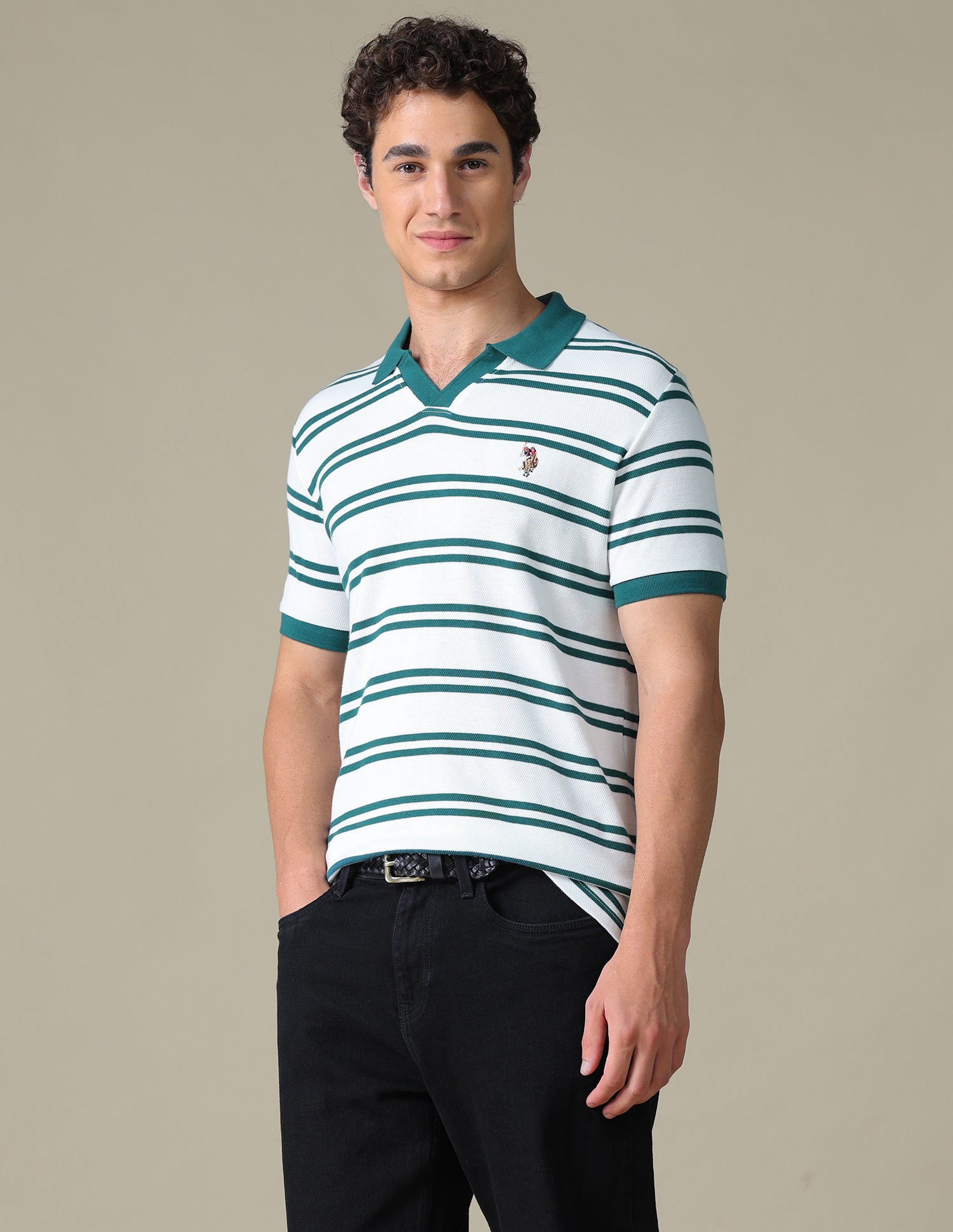 Horizontal Striped Regular Fit Polo Shirt