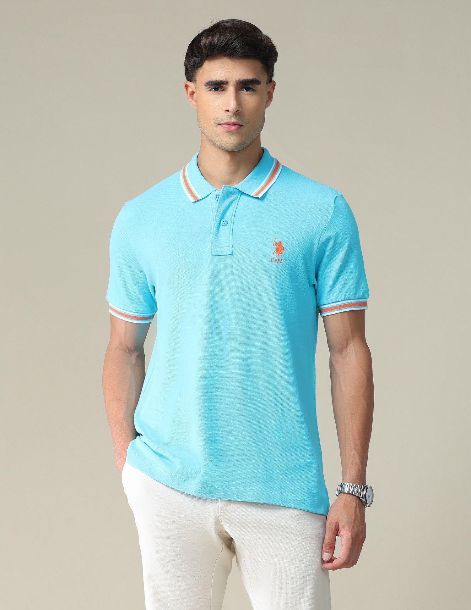 Tipped Collar Slim Fit Polo Shirt