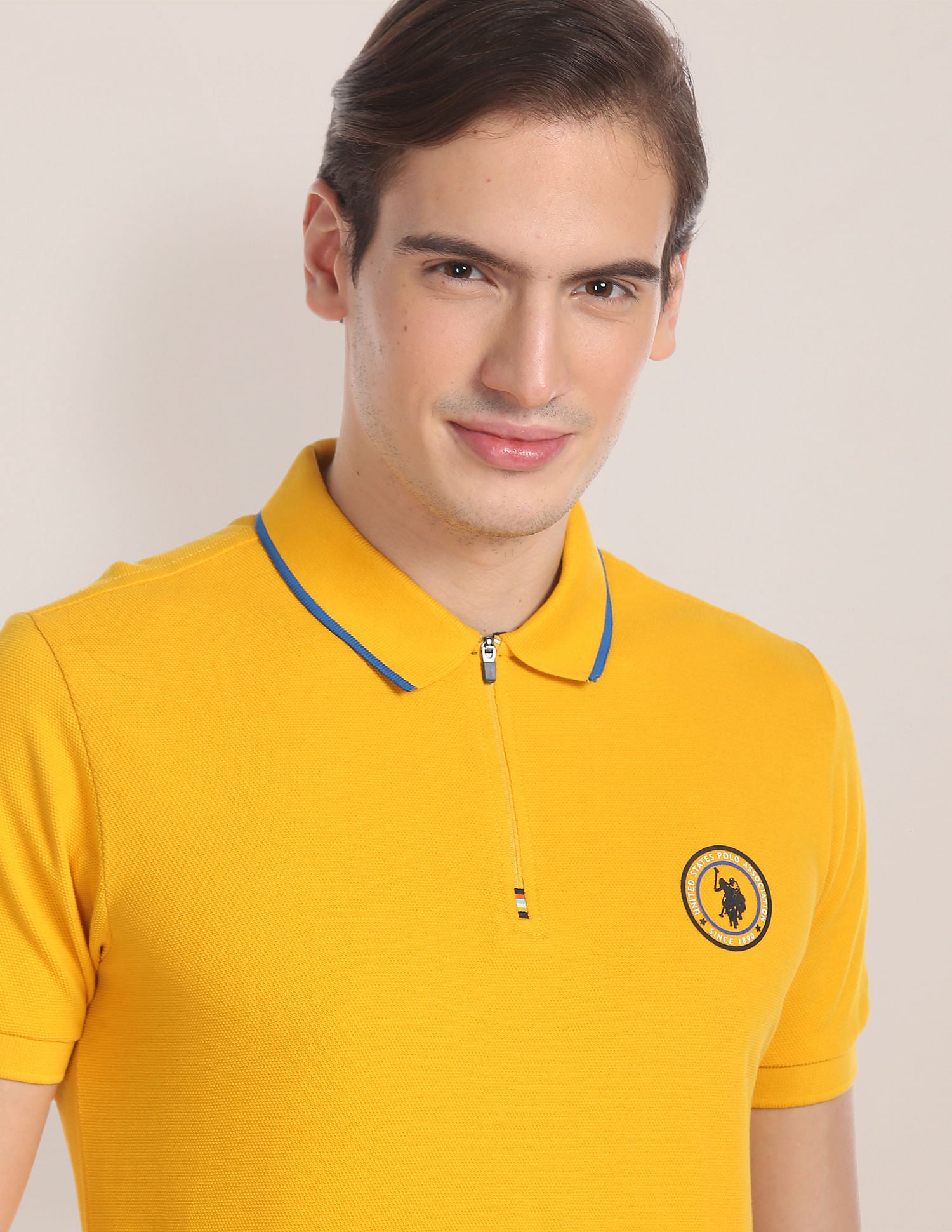 Solid Jacquard Polo Shirt Mustard - U.S. Polo Assn. India | Large