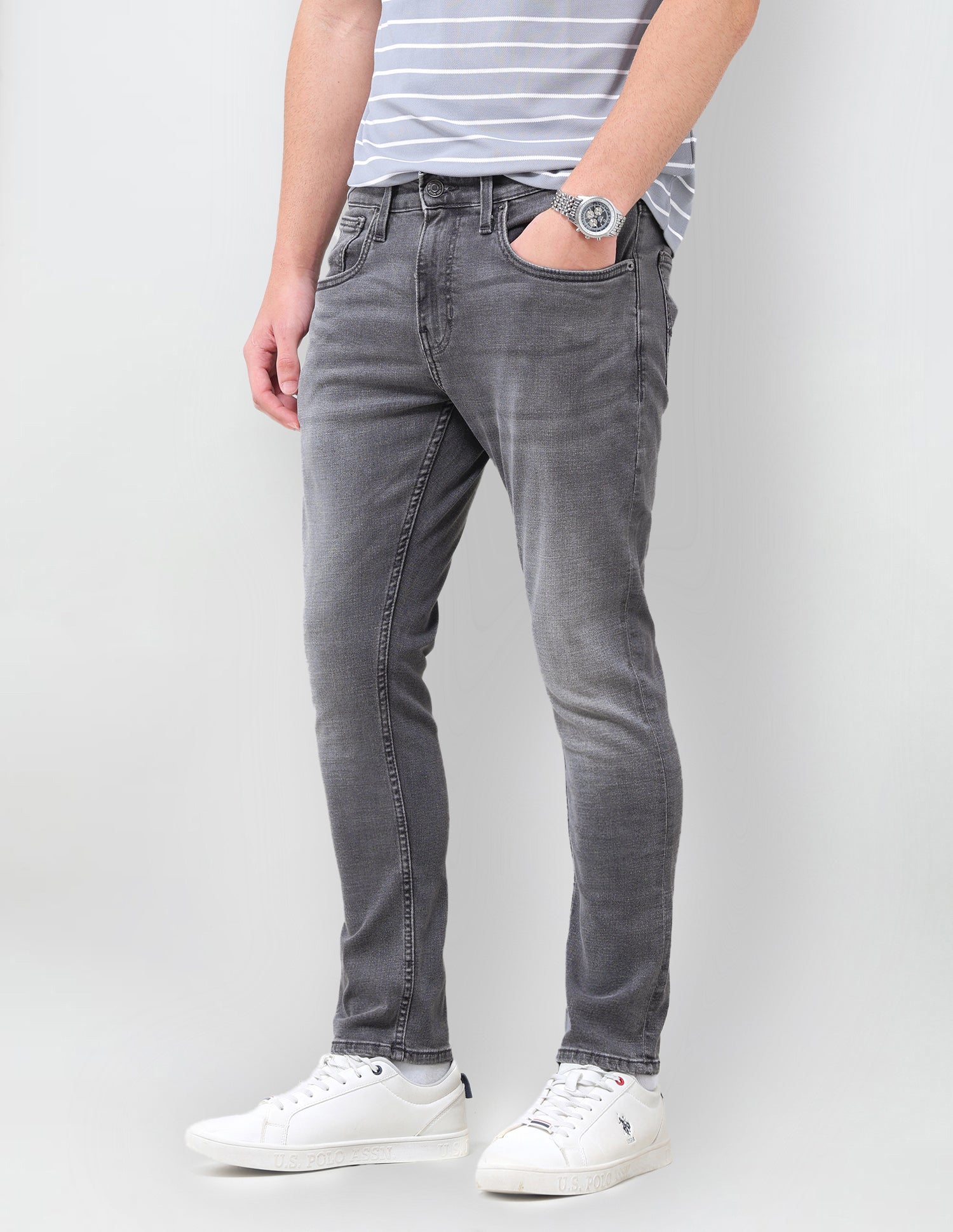 Henry Tapered Fit Grey Jeans Grey - U.S. Polo Assn. India | Large