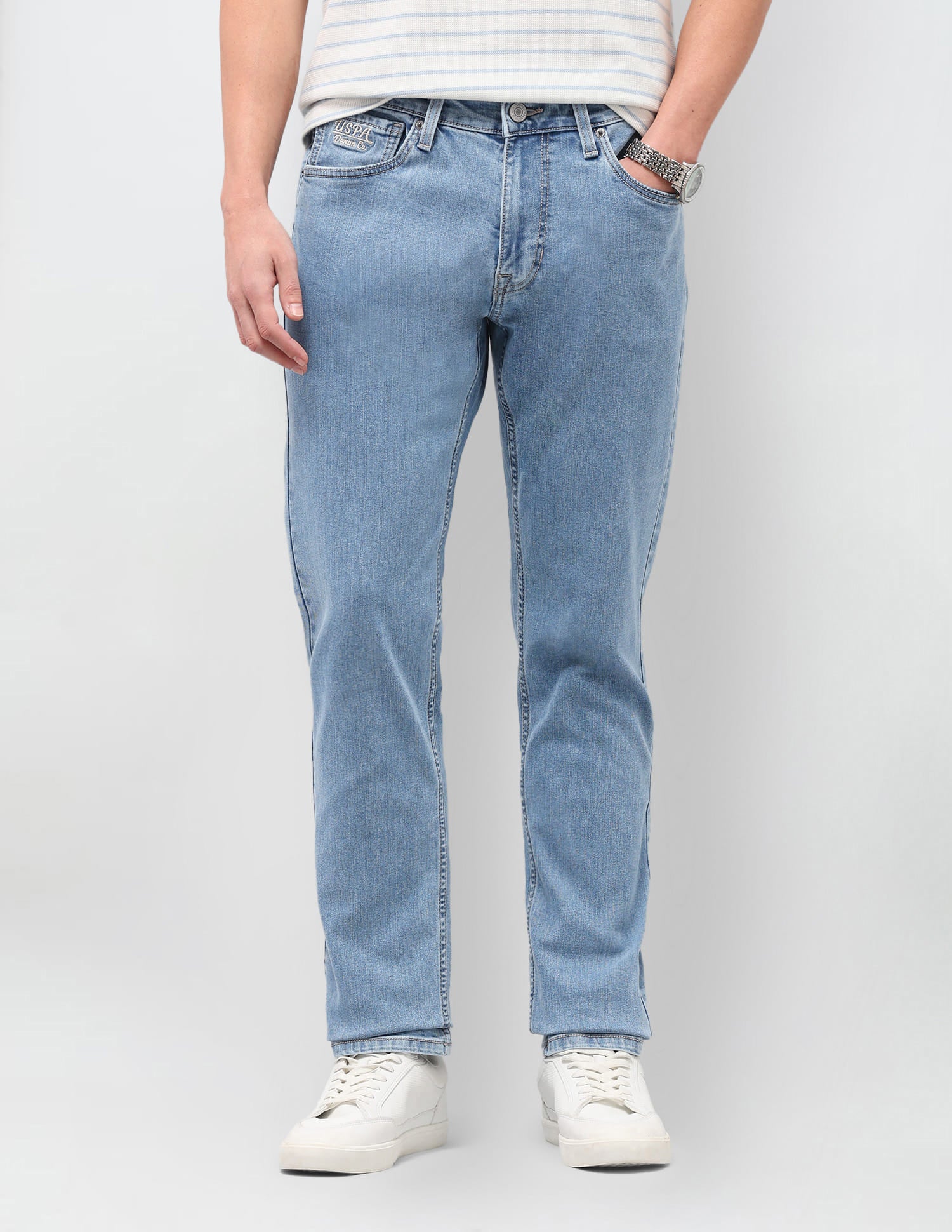 Solid Slim Fit Jeans Blue - U.S. Polo Assn. India | Large