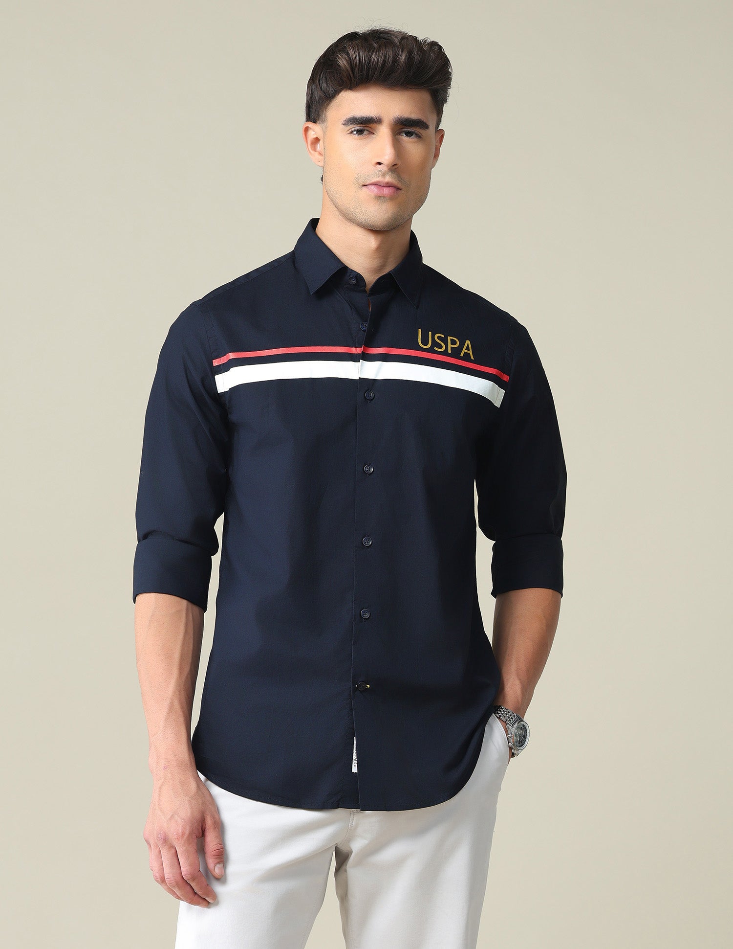 Horizontal Stripe Cotton Shirt