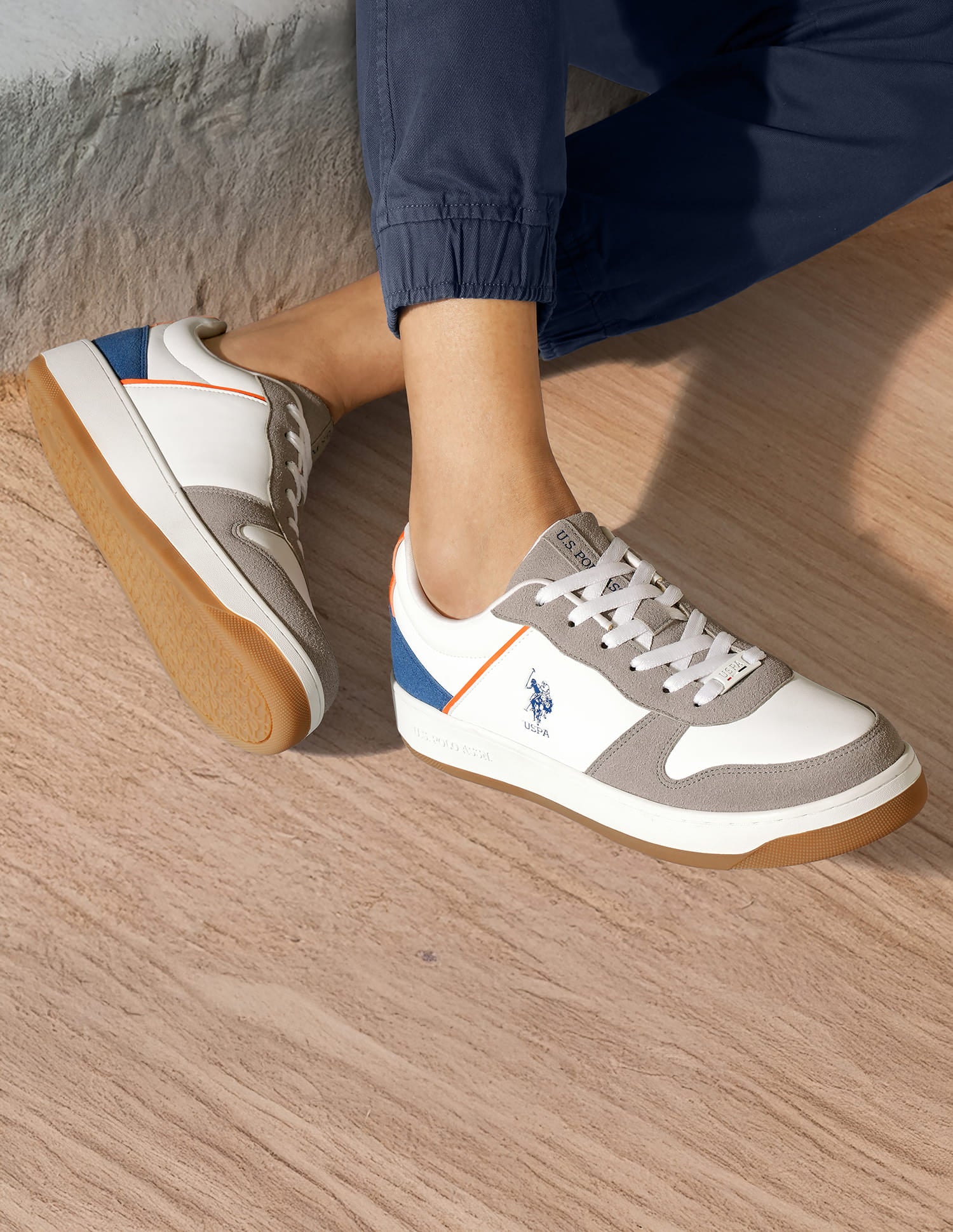 Men Joan Colourblocked Sneakers Off White - U.S. Polo Assn. India | Large