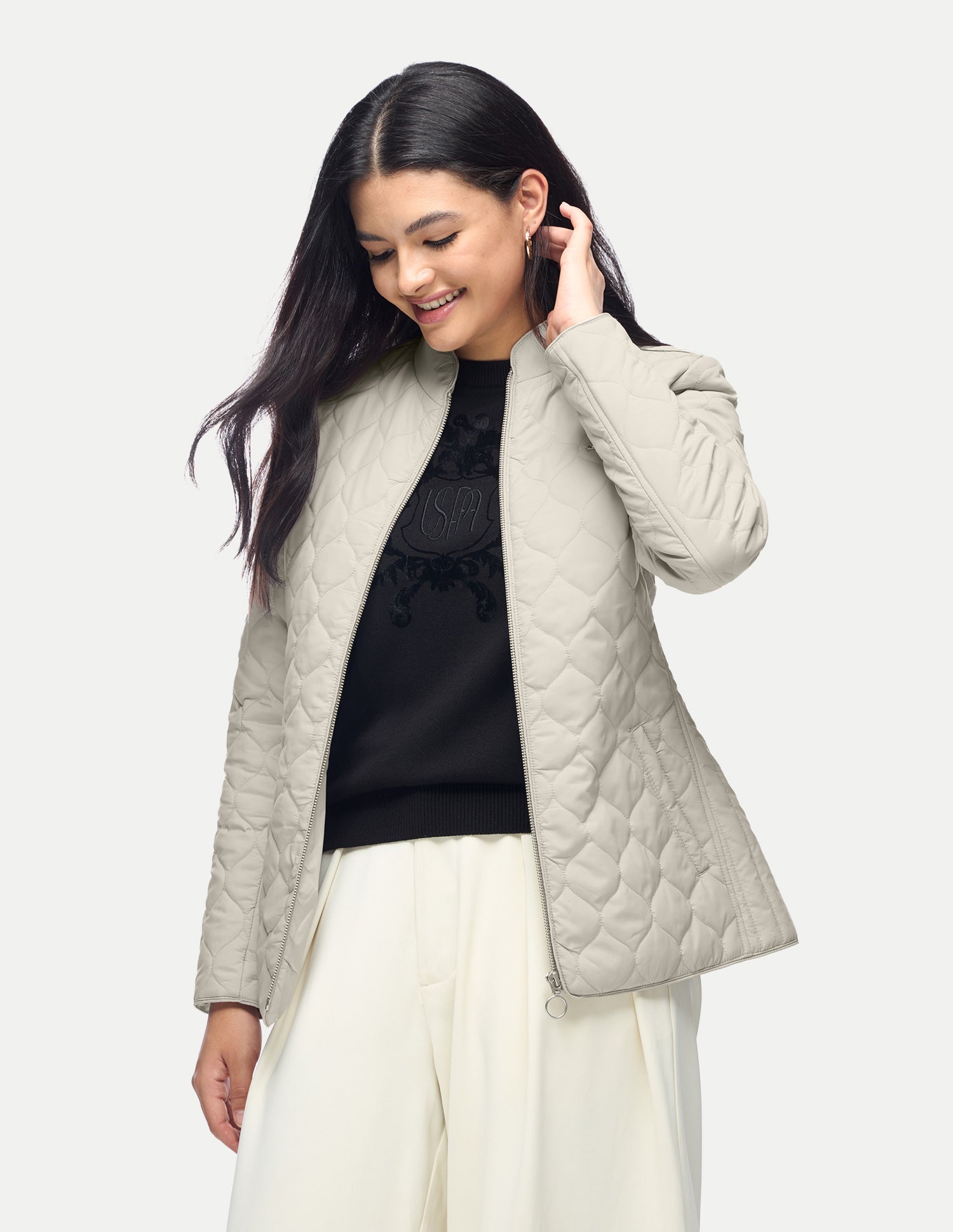 Solid Regular Fit Quilted Jacket Grey - U.S. Polo Assn. India | Large