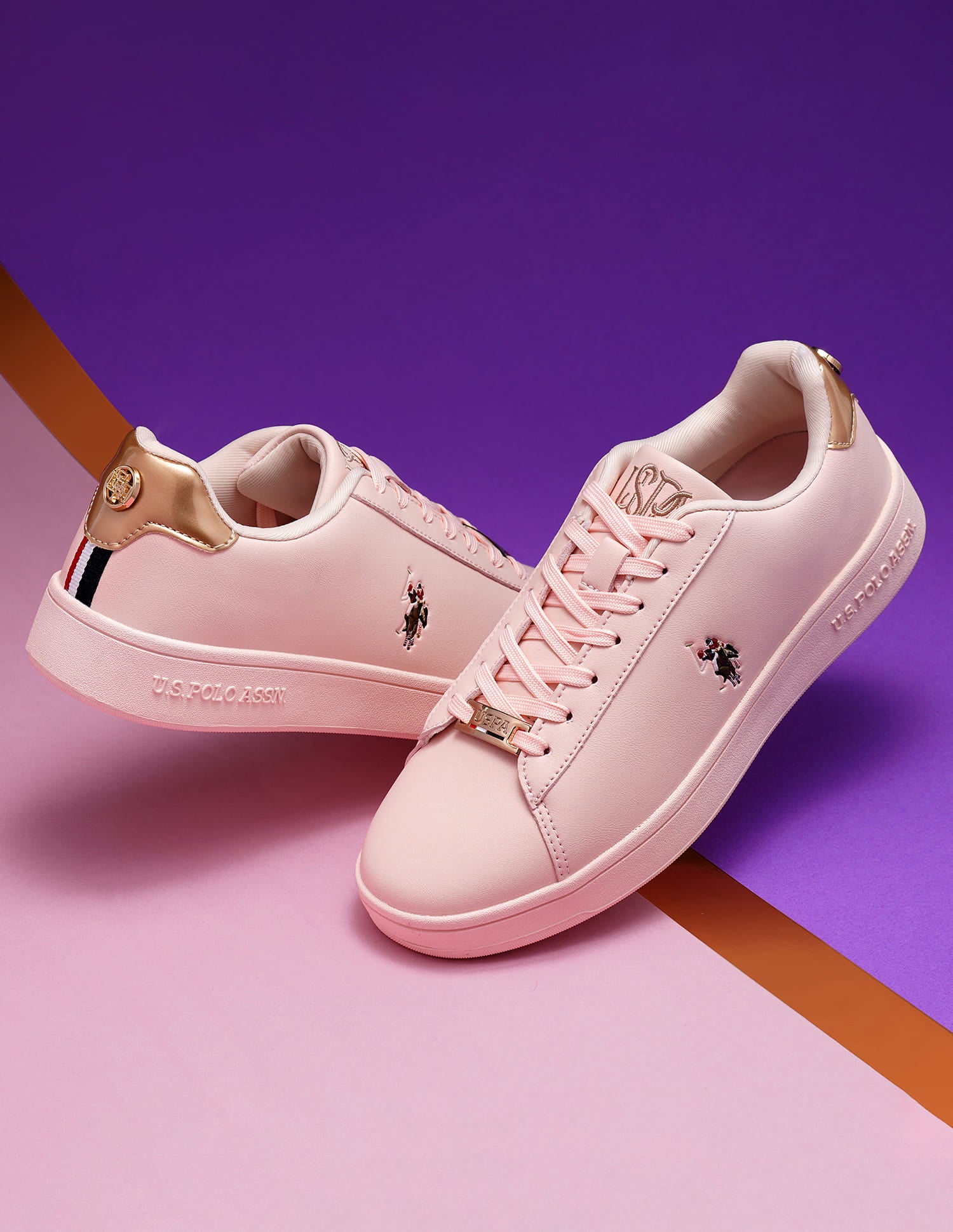 Women Metallic Logo Rylee 2.0 Sneakers Light Pink - U.S. Polo Assn. India | Large