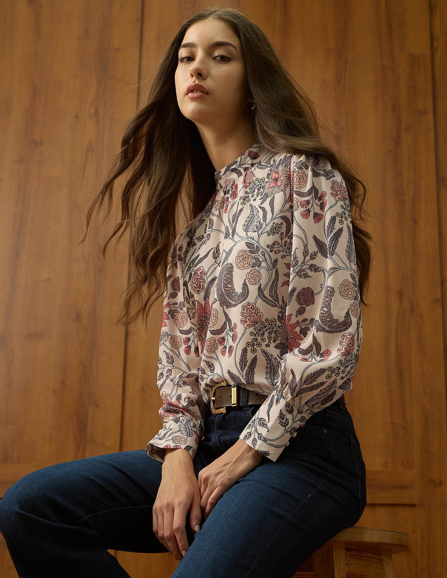 High Neck Floral Printed Top