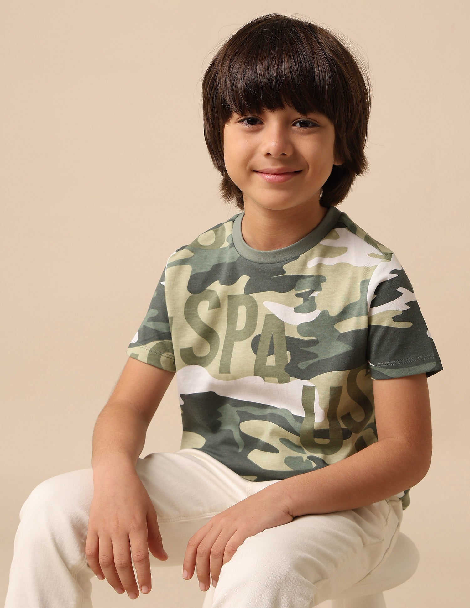 Boys Camouflage Printed Regular Fit T Shirt