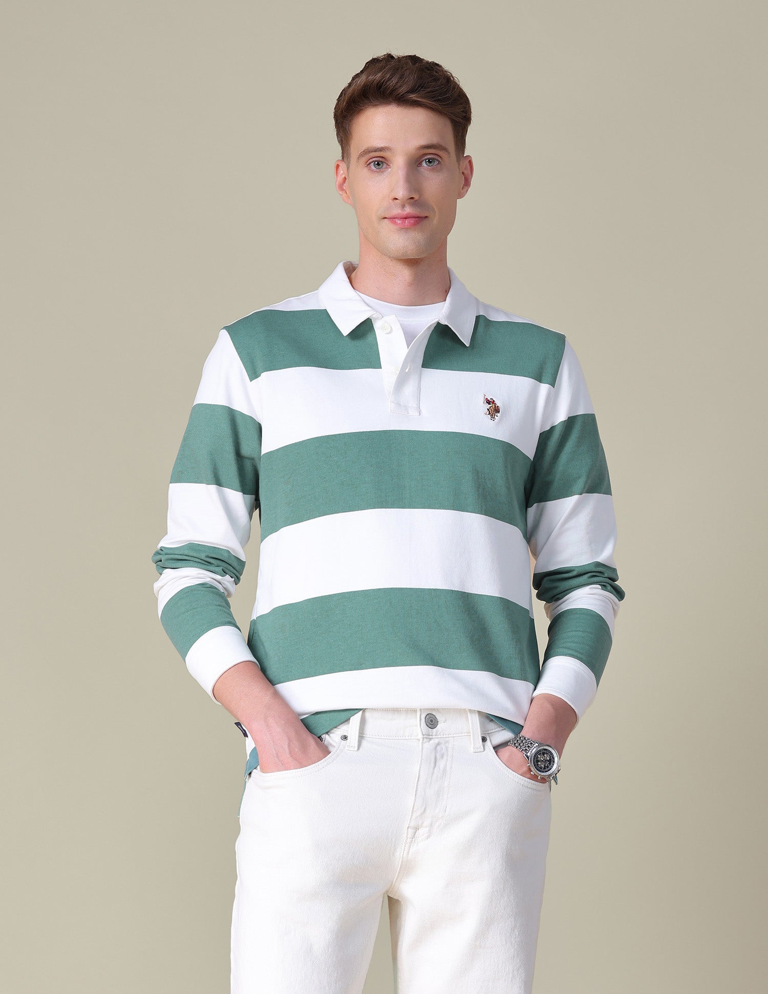 Horizontal Striped Slim Fit Polo Shirt