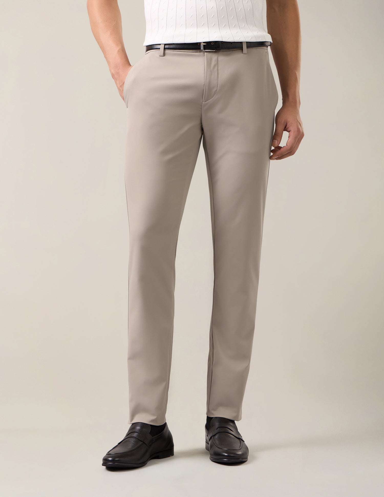 Austin Slim Fit Mid Rise Trousers Beige - U.S. Polo Assn. India | Large