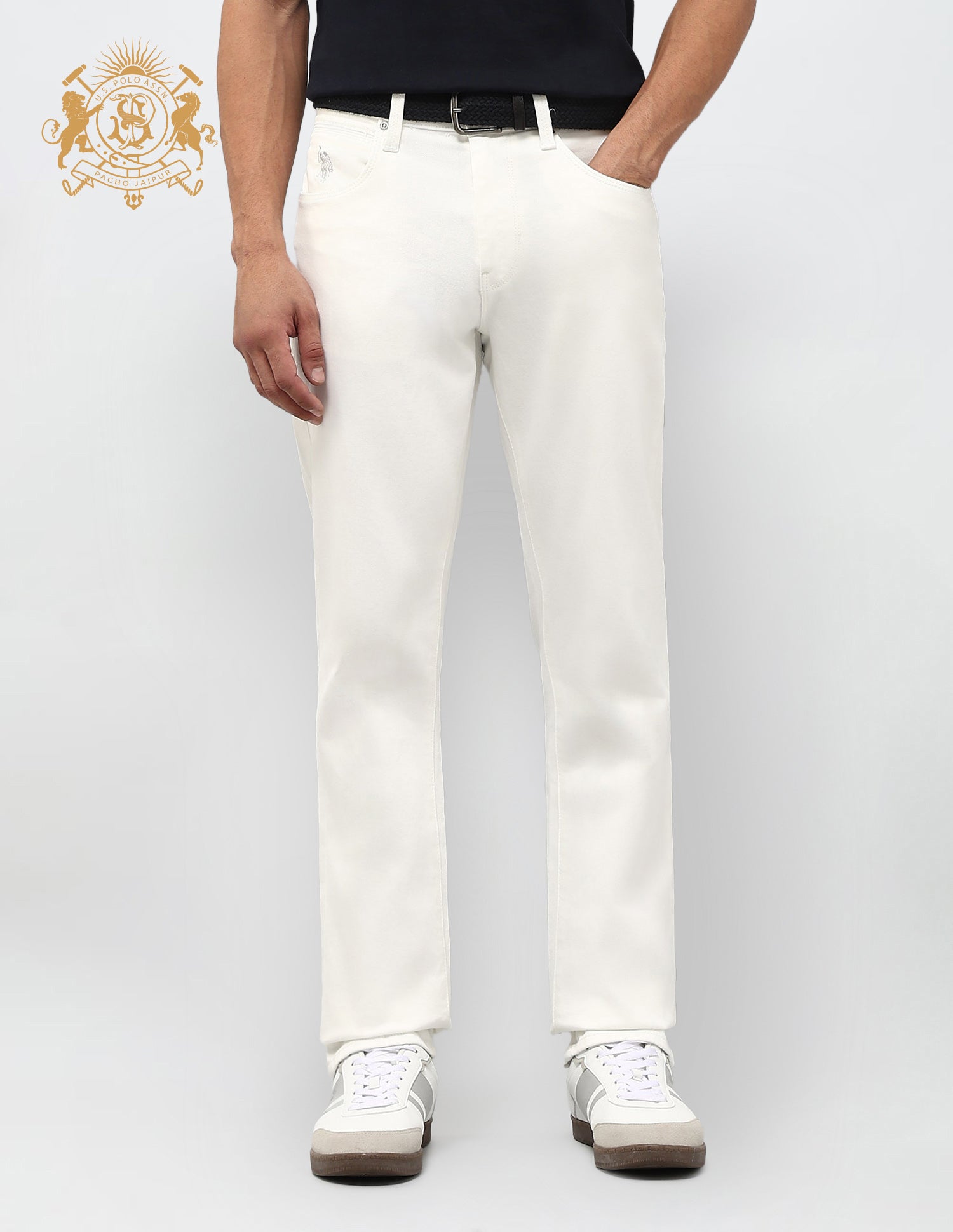 Harold Slim Straight Fit White Jeans White - U.S. Polo Assn. India | Large