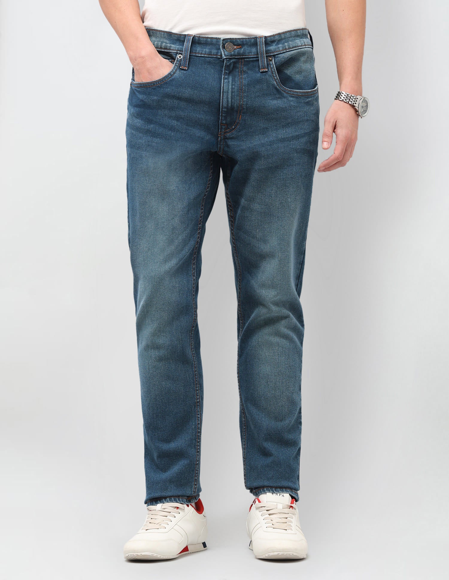 Solid Slim Fit Jeans Blue - U.S. Polo Assn. India | Large