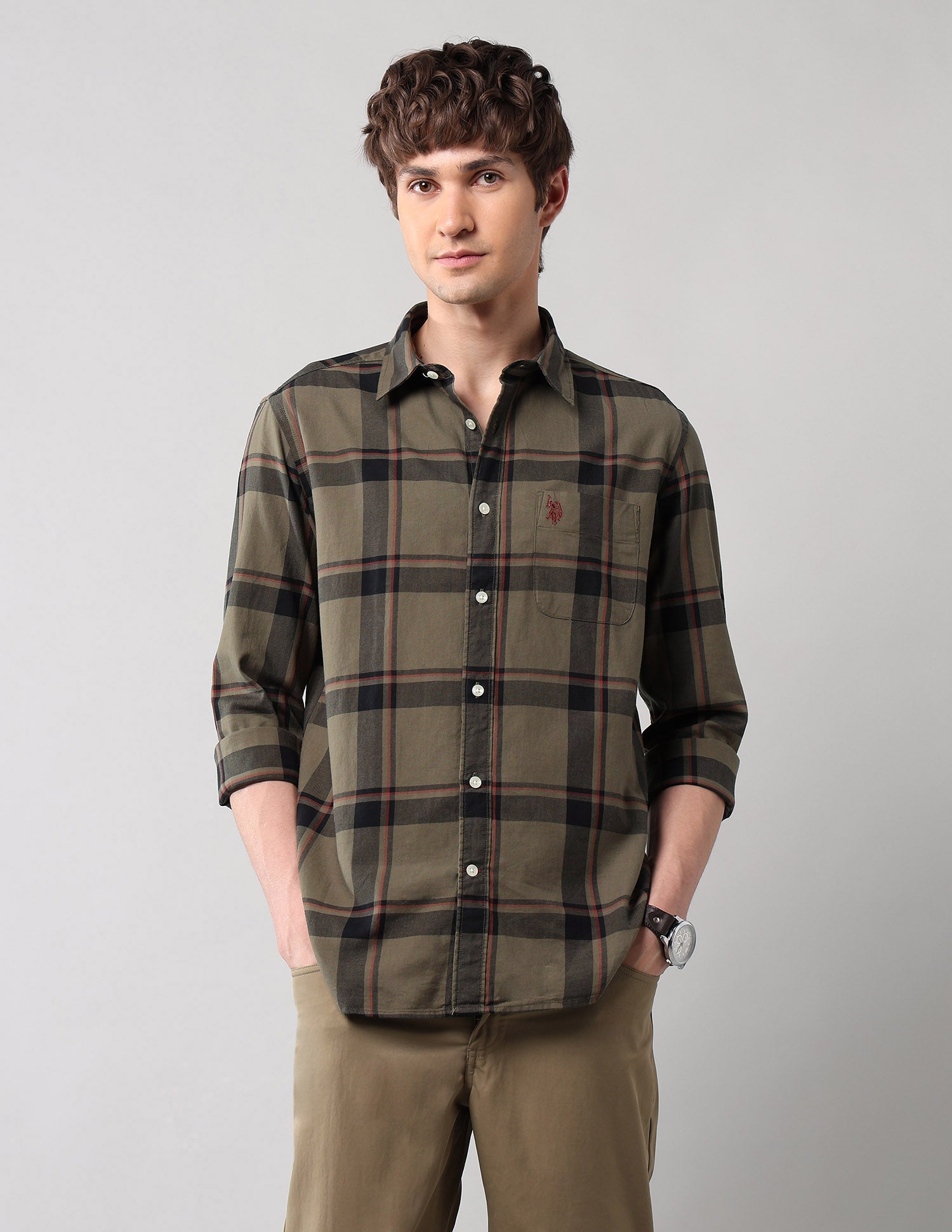 Grid Tattersall Checked Pure Cotton Shirt