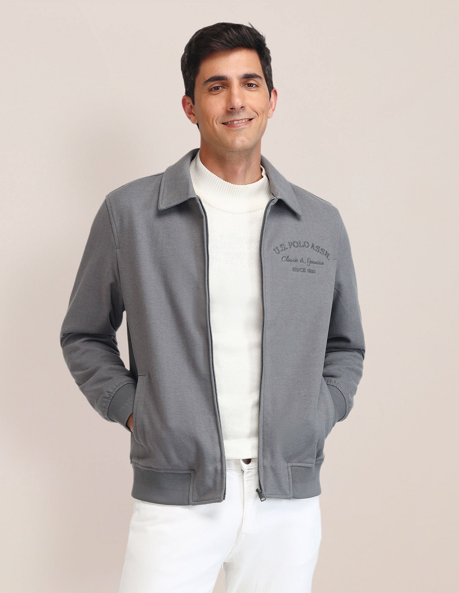 Regular Fit Logo Casual Jacket