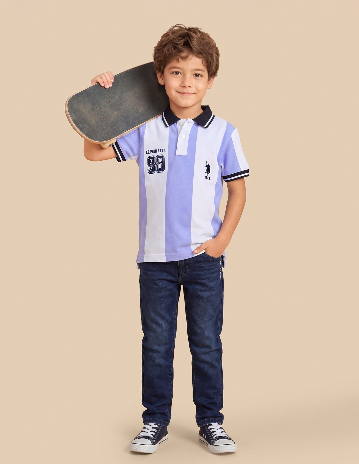 Vertical Striped Regular Fit Polo Shirt Blue - U.S. Polo Assn. India | Large