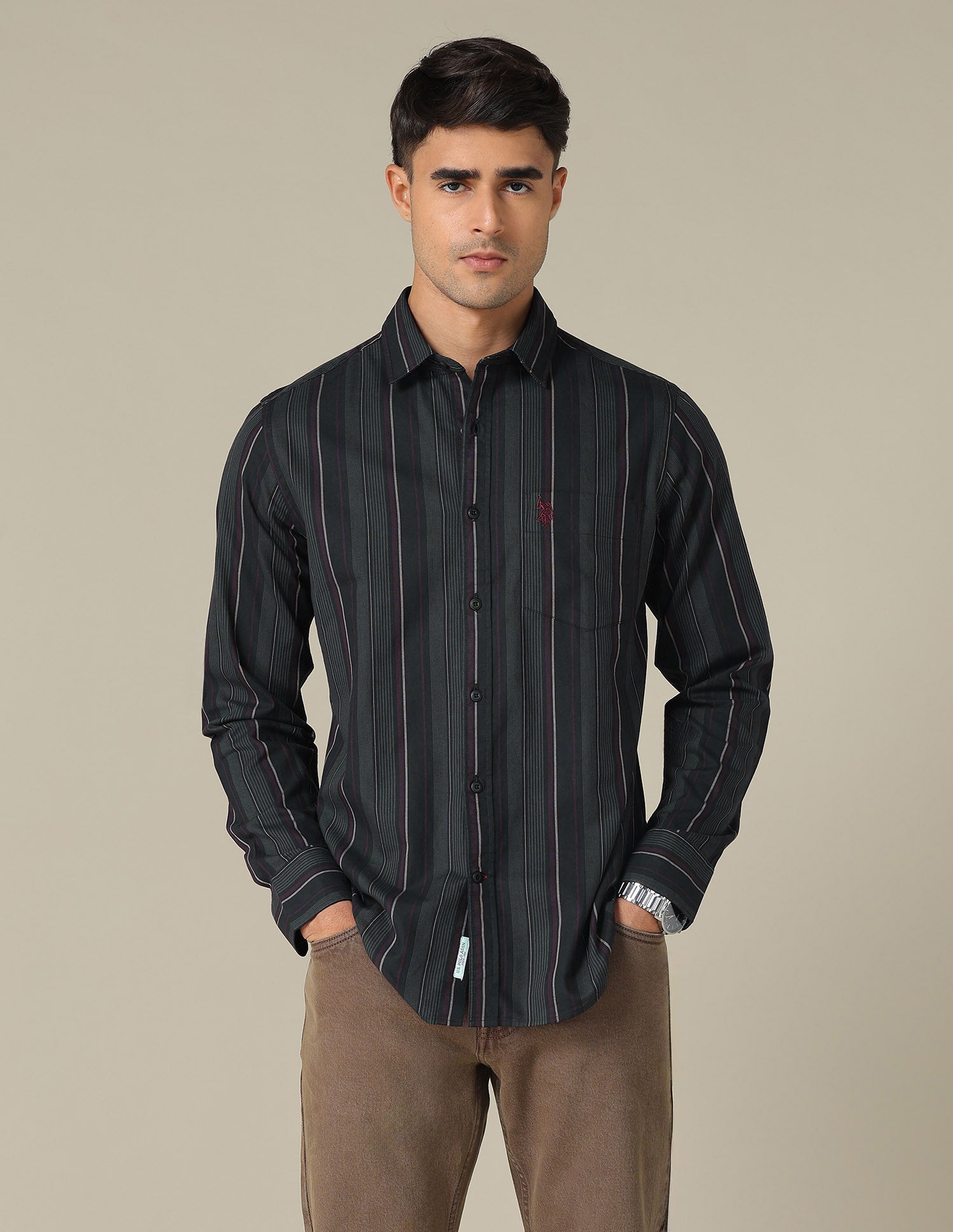 Tailored Fit Vertical Striped Shirt