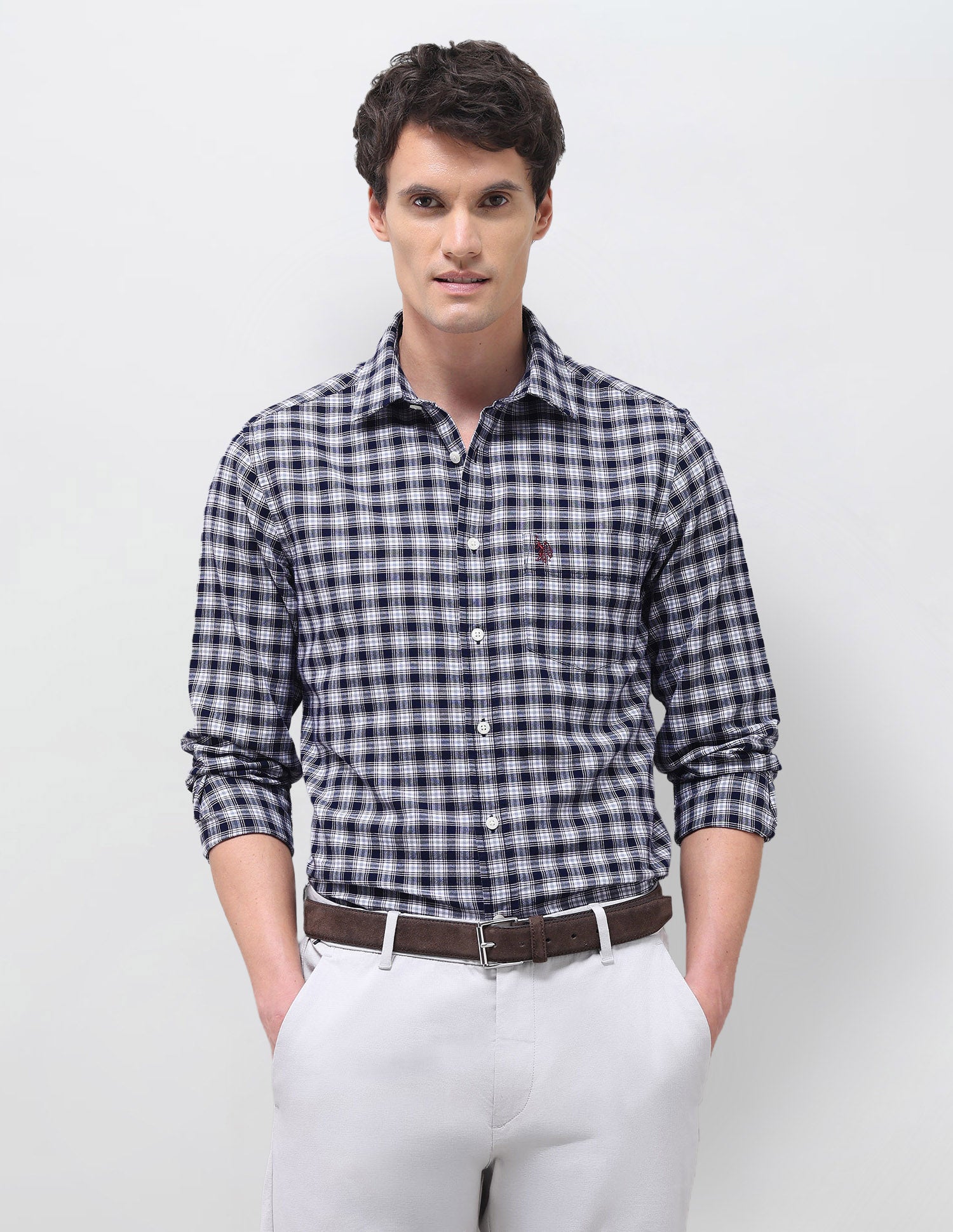 Oxford Tartan Checked Shirt Navy - U.S. Polo Assn. India | Large