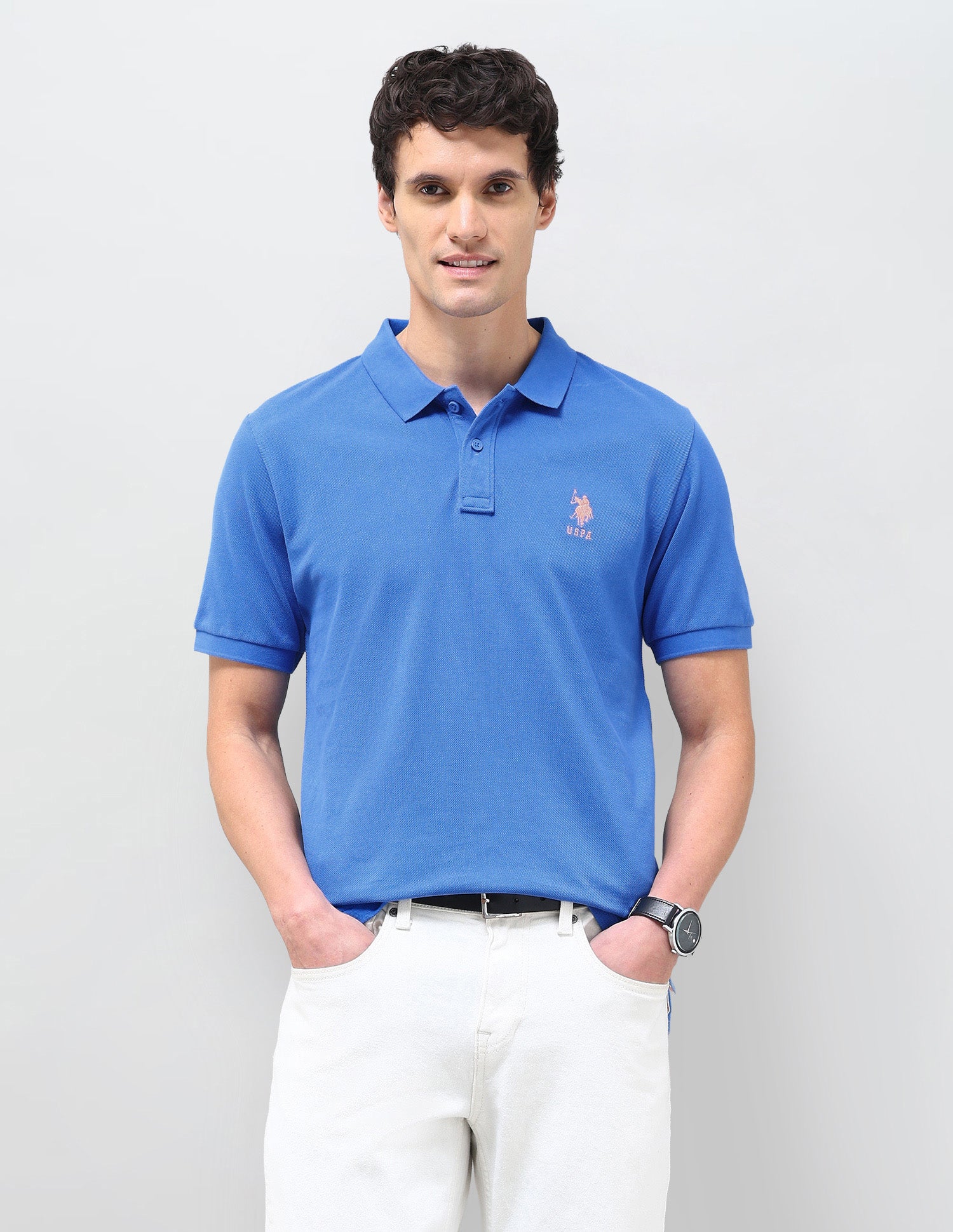 Solid Slim Fit Polo Shirt Blue - U.S. Polo Assn. India | Large