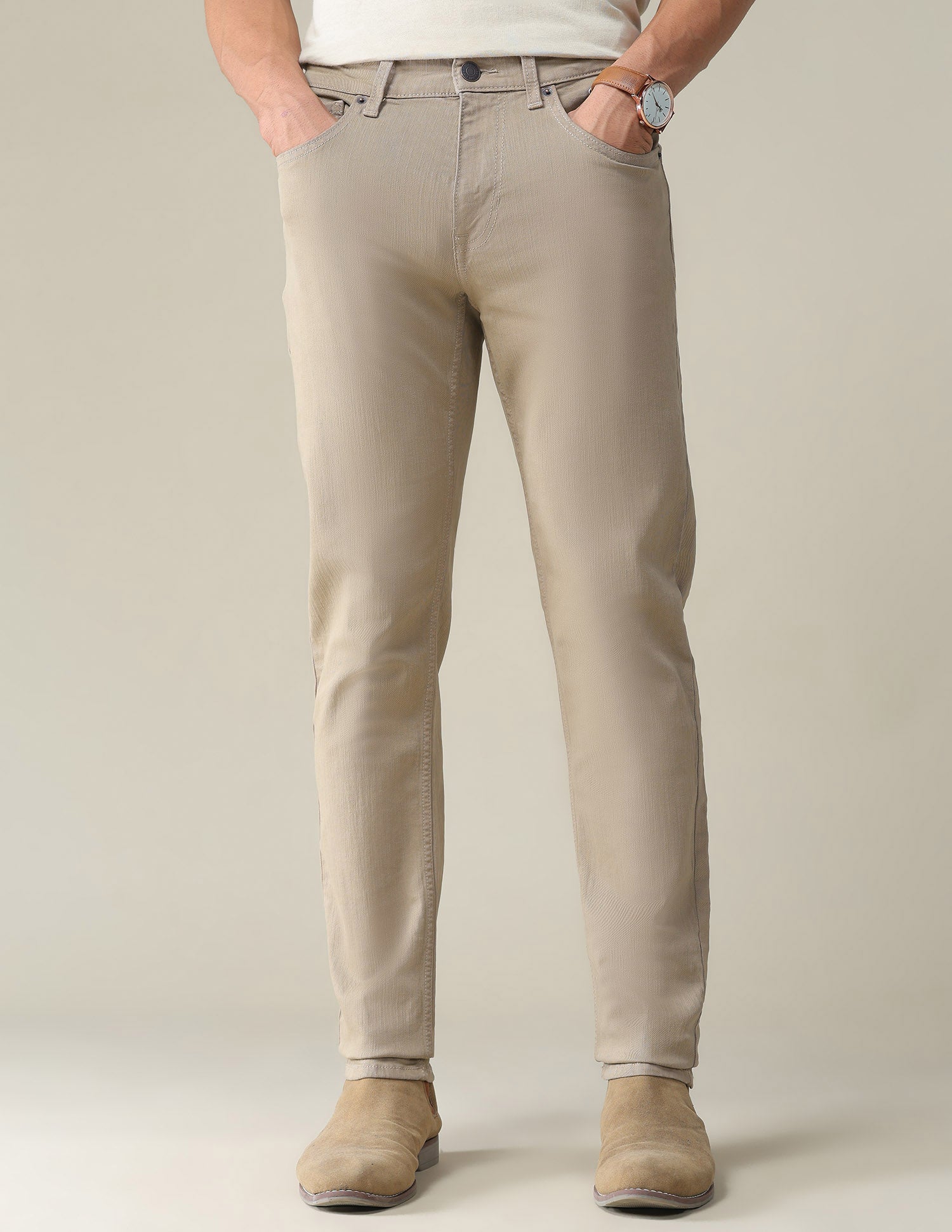 Brandon Slim Tapered Fit Brown Jeans