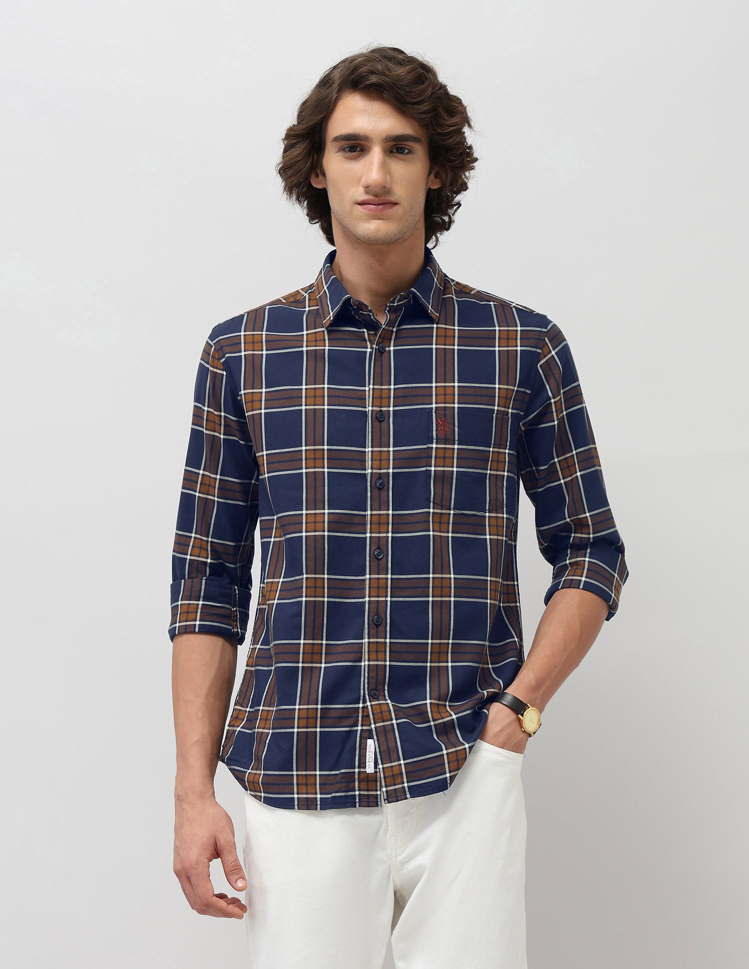 Grid Tattersall Checked Tailored Fit Shirt