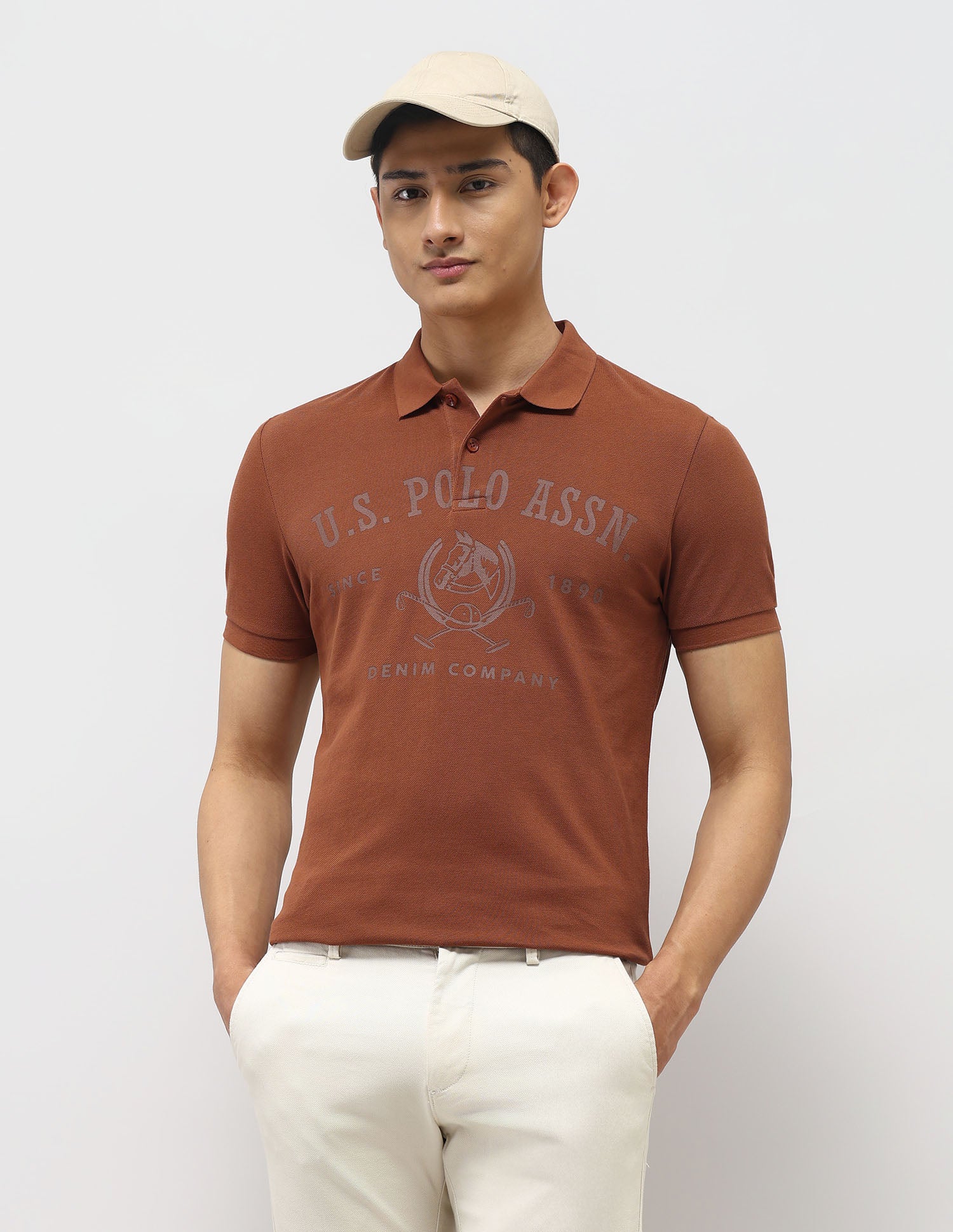 Brand Printed Muscle Fit Polo Shirt
