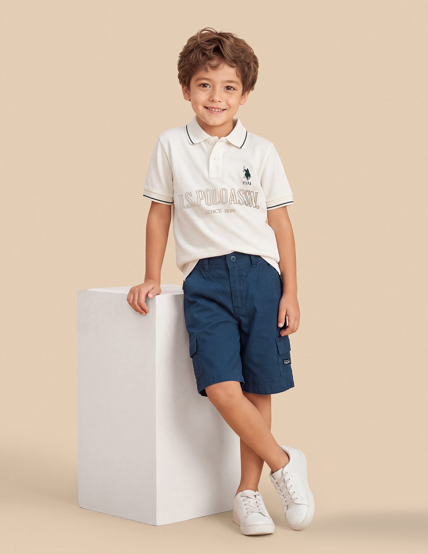 Solid Relaxed Fit Cargo Shorts Blue - U.S. Polo Assn. India | Large