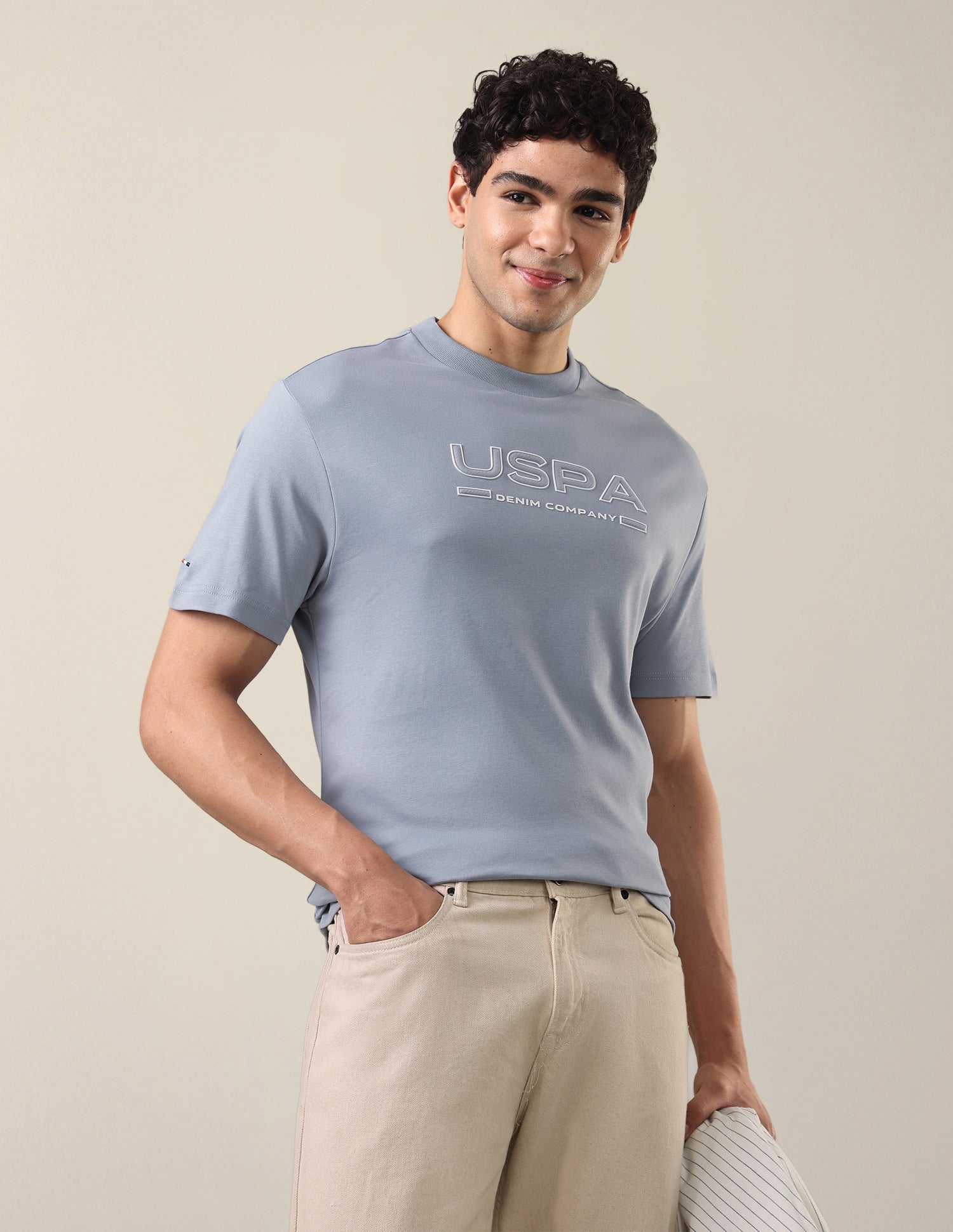 Brand Applique Slim Fit T-Shirt Blue - U.S. Polo Assn. India | Large