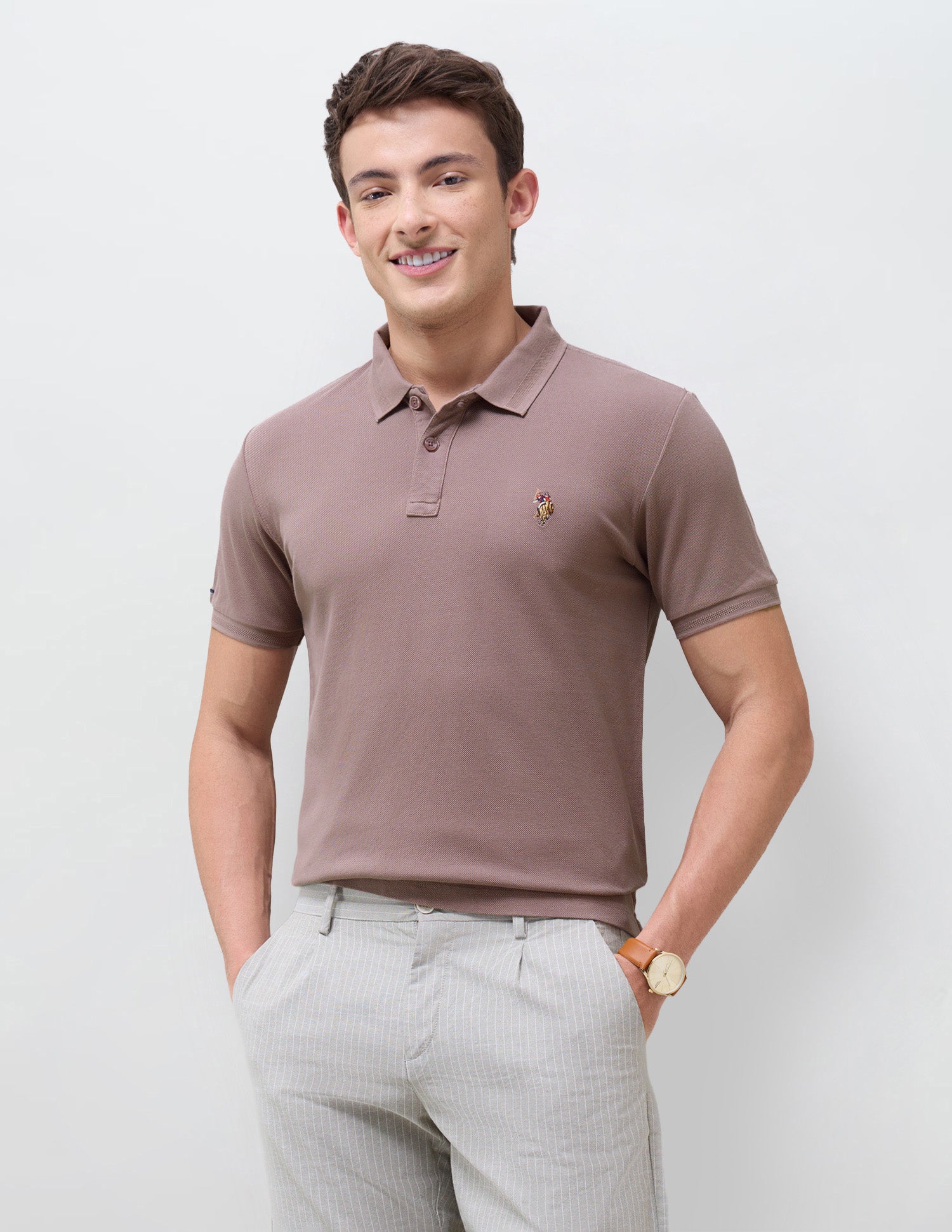Solid Slim Fit Polo Shirt Peach - U.S. Polo Assn. India | Large