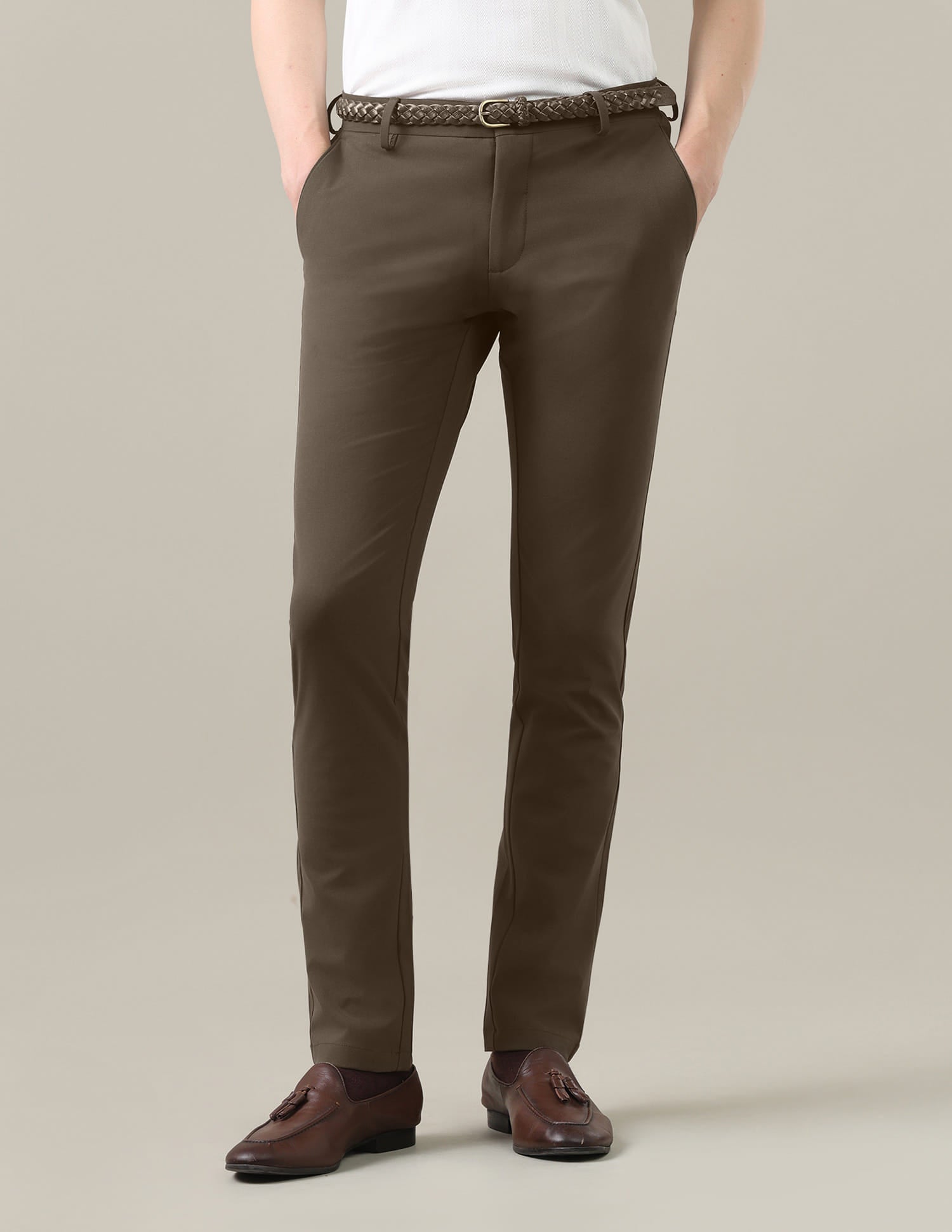 Satin Austin Slim Fit Trousers Brown - U.S. Polo Assn. India | Large