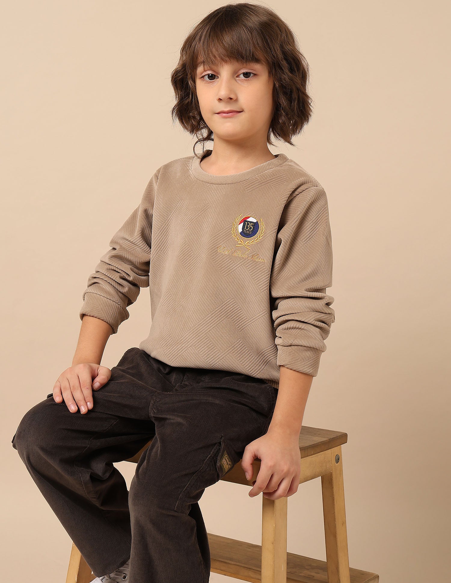 Boys Textured Patterned Knit Regular Fit Sweatshirt