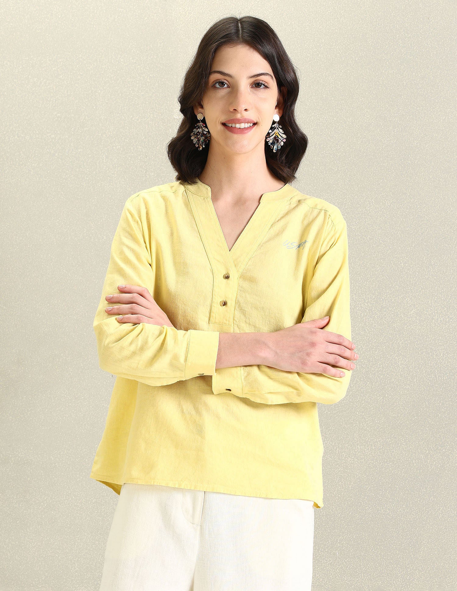 Solid Linen Tunic Top