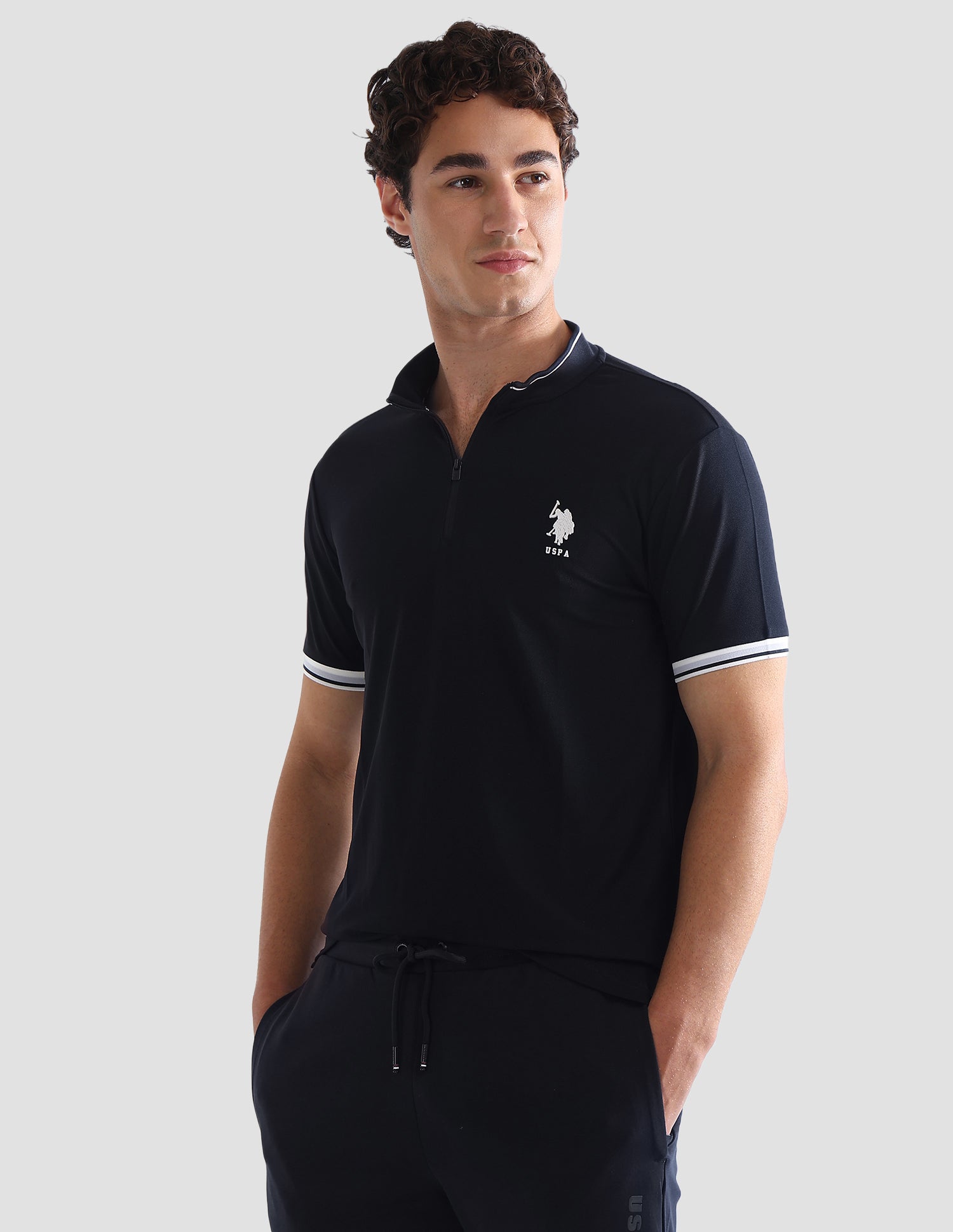 Solid Slim Fit Active Polo Shirt