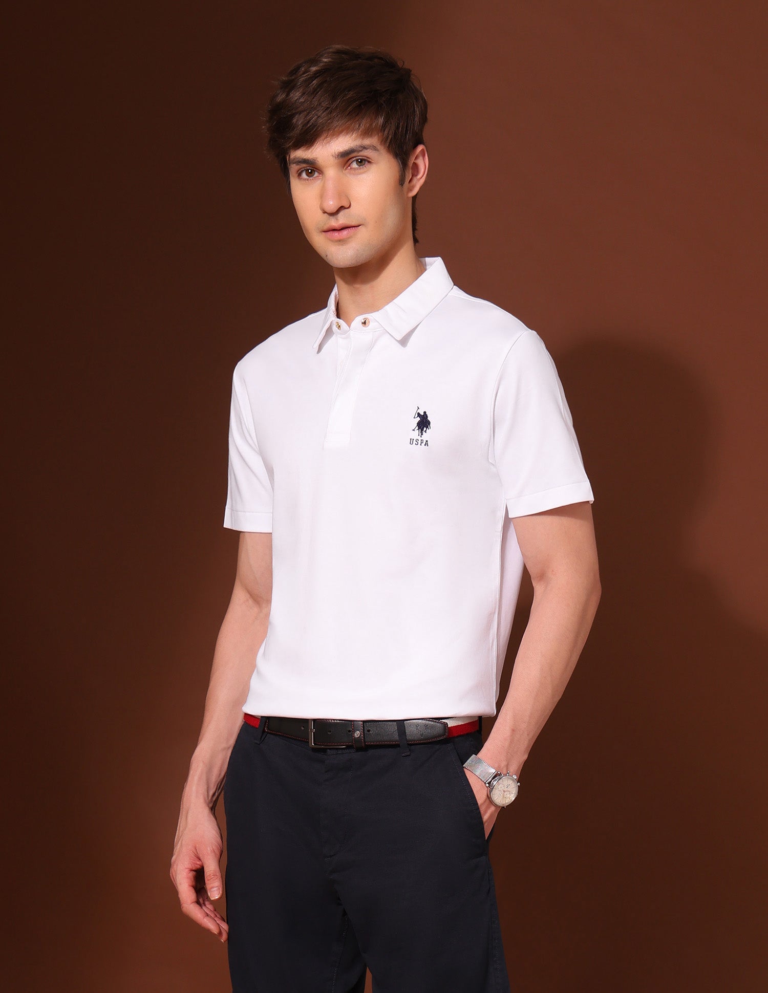 Pure Cotton Work And Wander Polo Shirt White - U.S. Polo Assn. India | Large