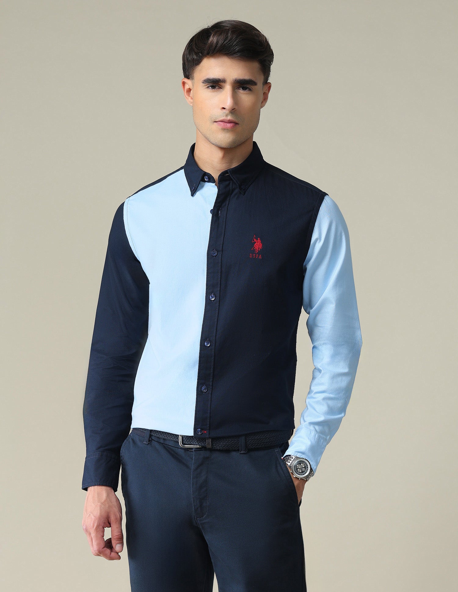 Colour Block Slim Fit Shirt