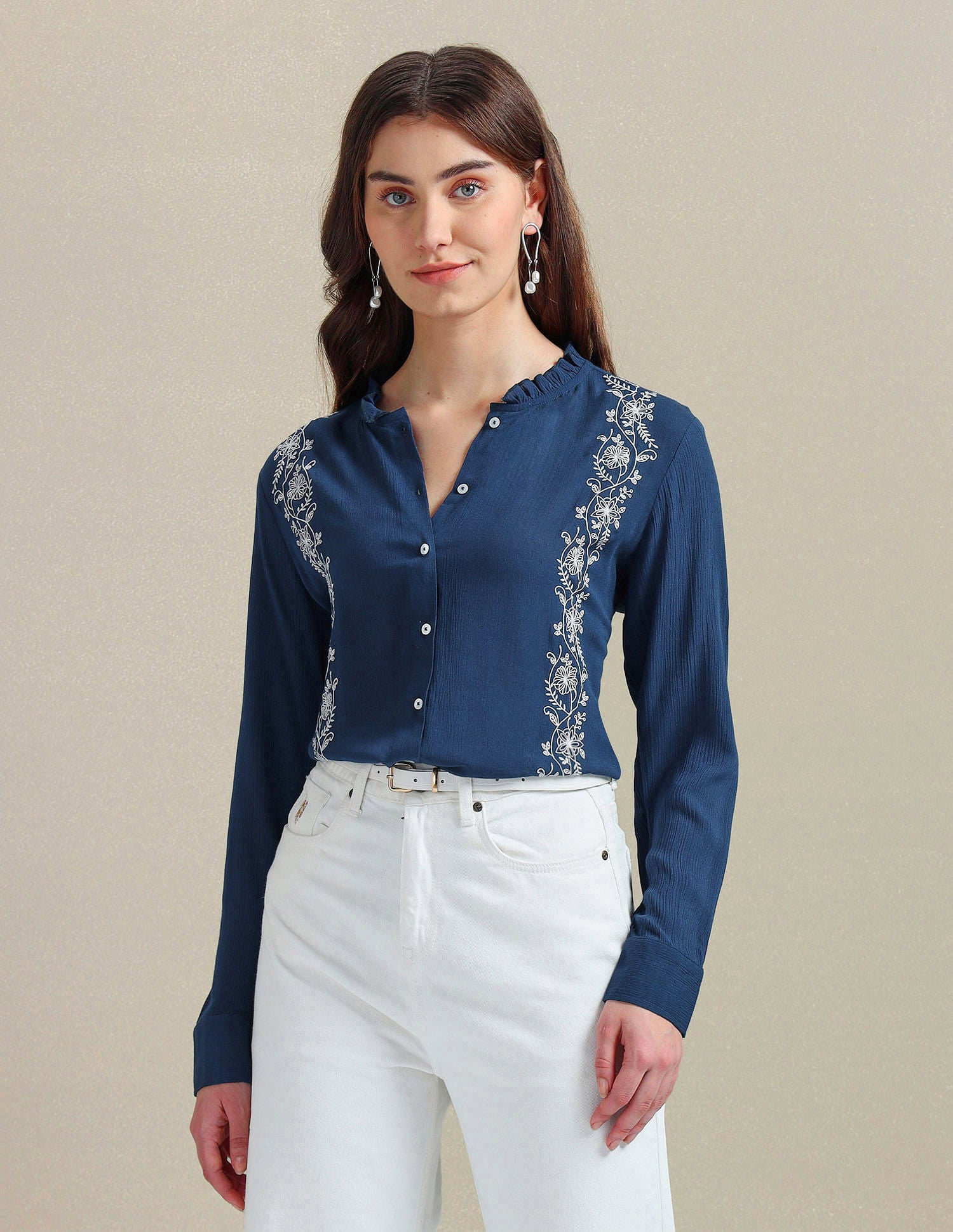 Long Sleeve Embroidered Top