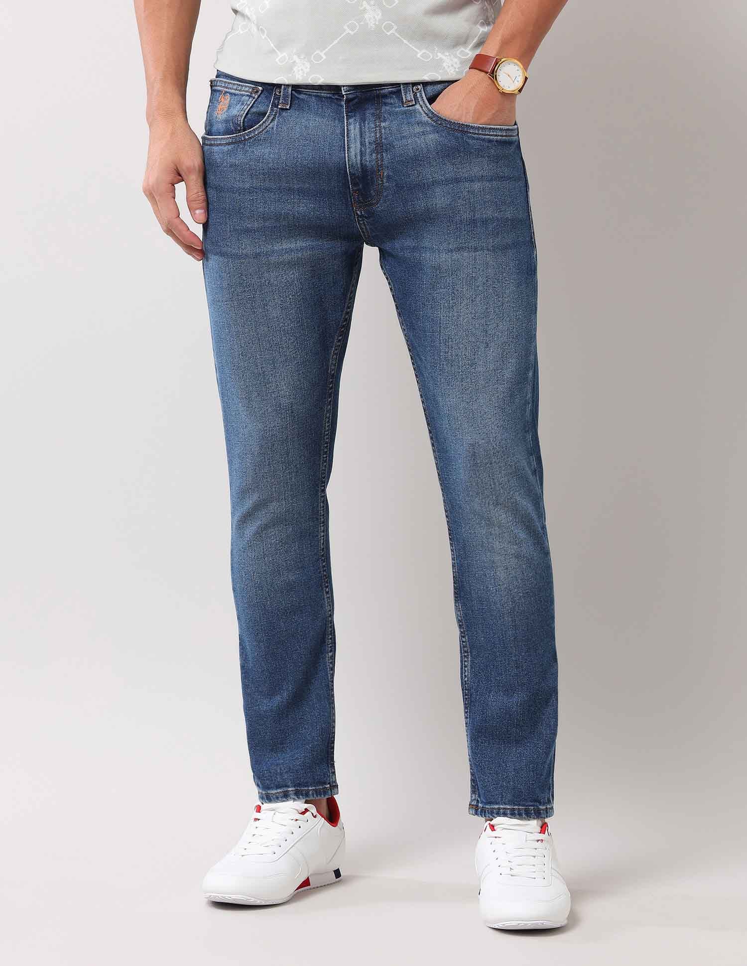 Henry Tapered Cropped Fit Blue Jeans