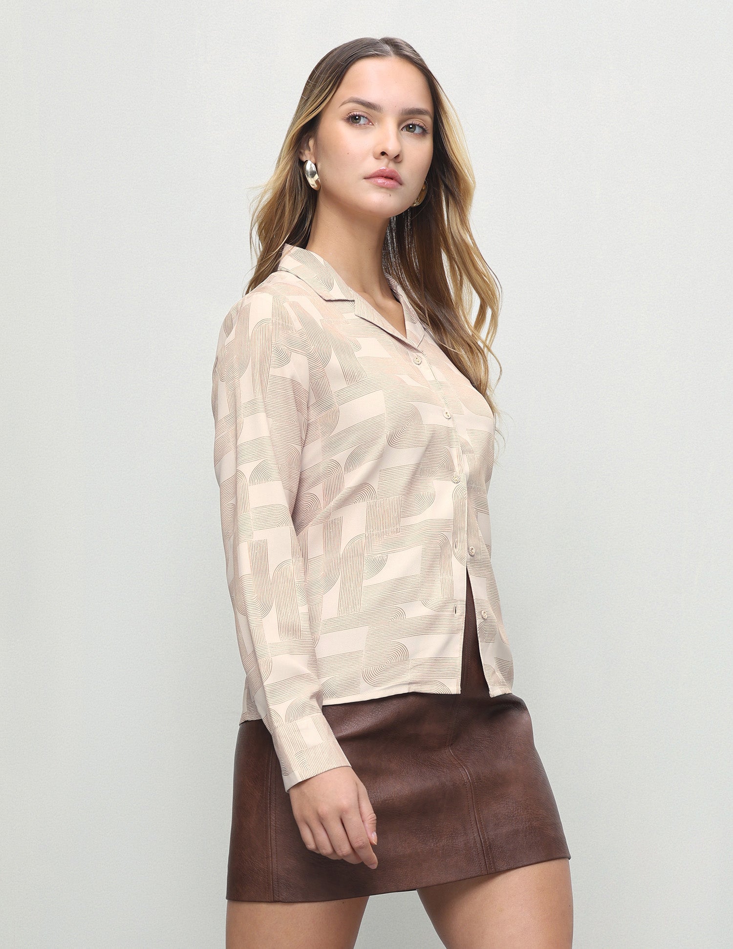 Abstract Printed Regular Fit Shirt Beige - U.S. Polo Assn. India | Large
