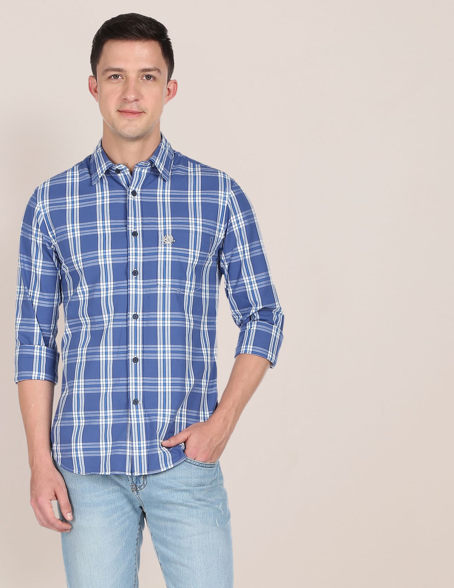 Tartan Check Cotton Casual Shirt Blue - U.S. POLO ASSN. | Large