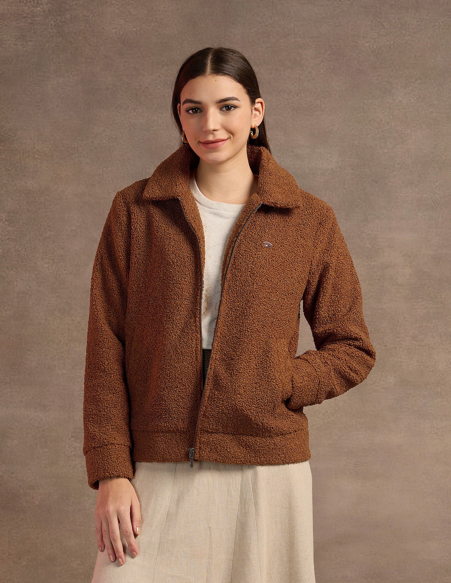 Teddy Fabric Regullar Jacket Rust - U.S. Polo Assn. India | Large