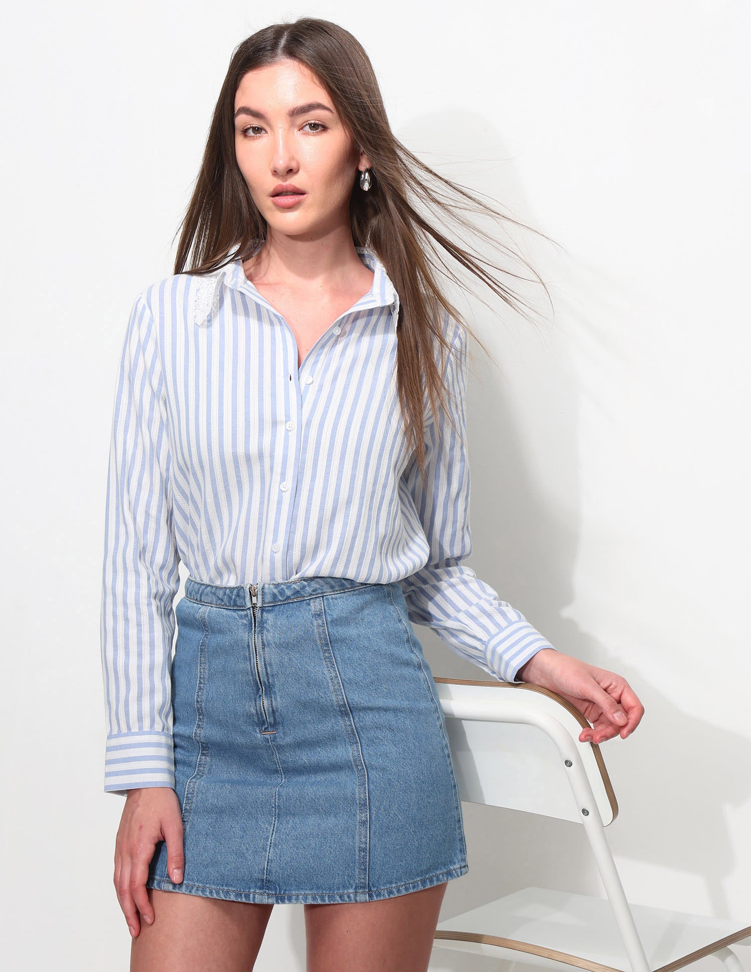 Vertical Striped Textured Shirt