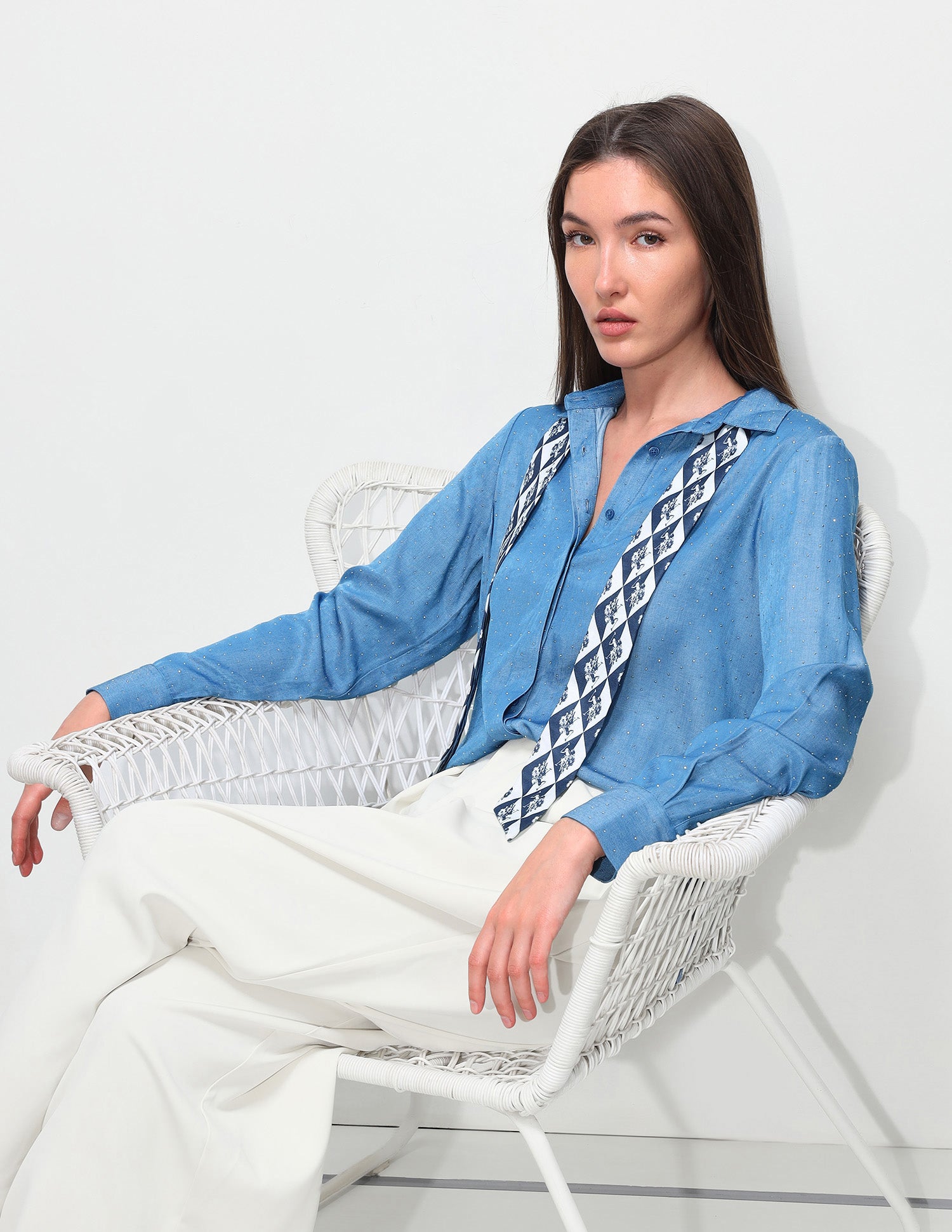 Stud Embellished Regular Fit Shirt