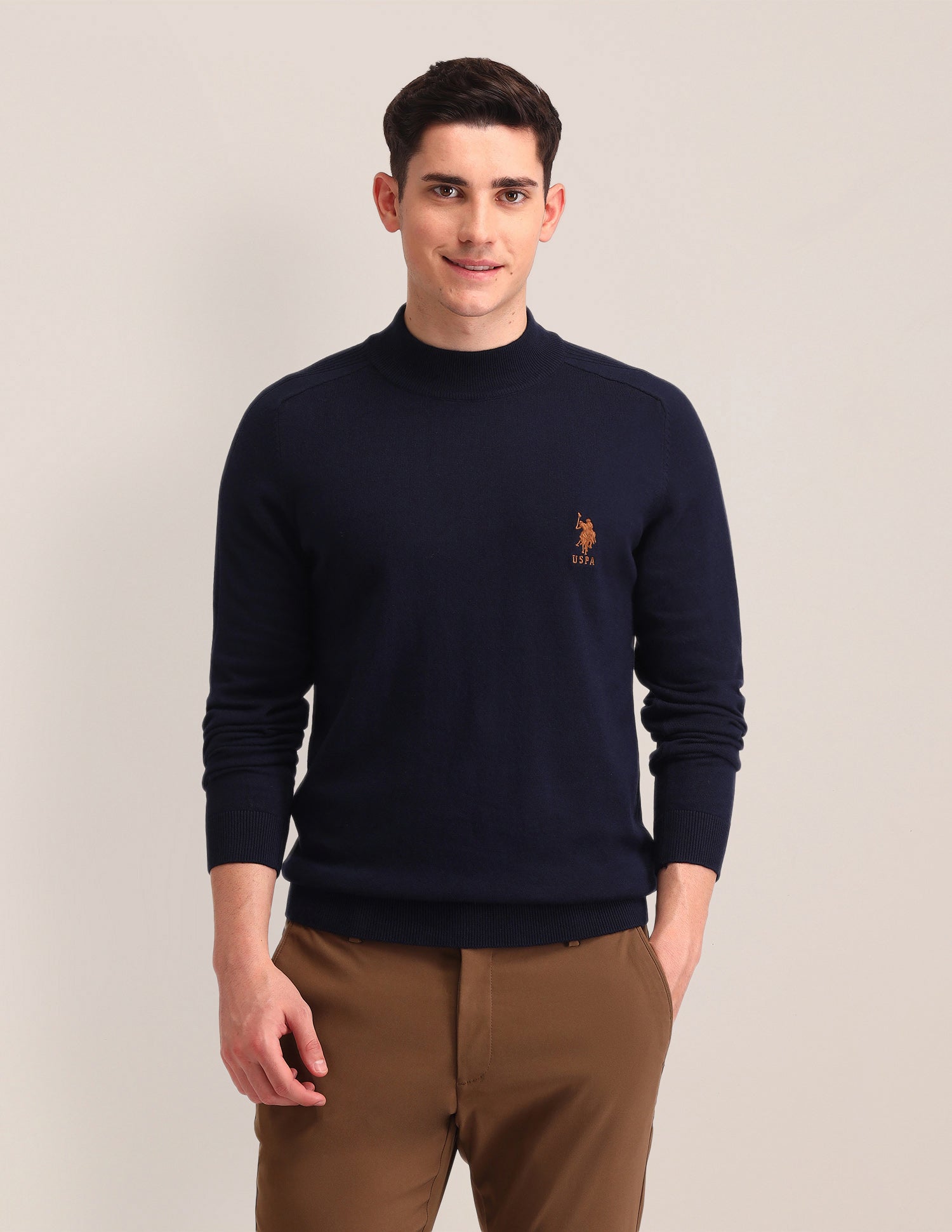 Textured Regular Fit Sweater Blue - U.S. Polo Assn. India | Large