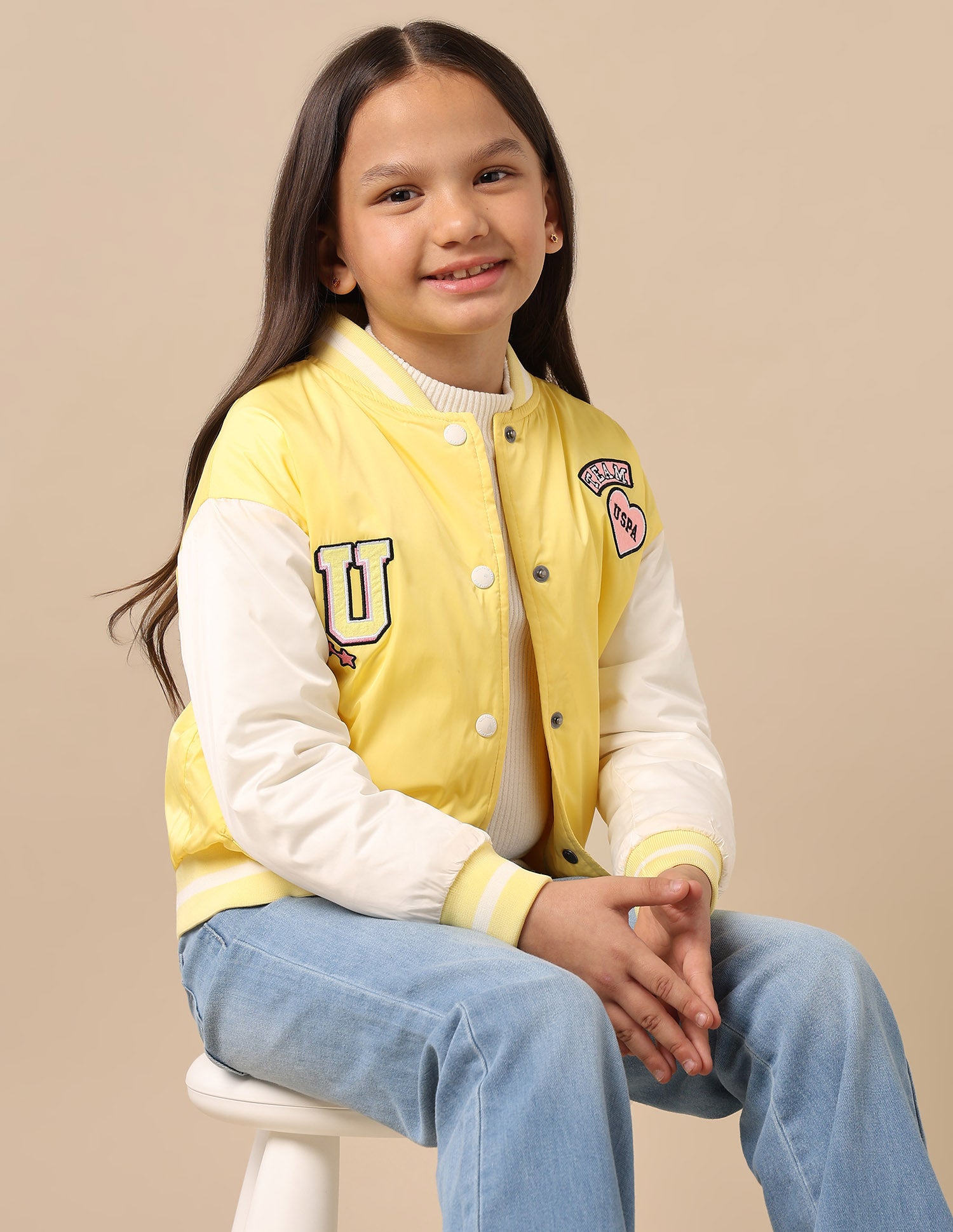 Girls Color Block Varsity Jacket