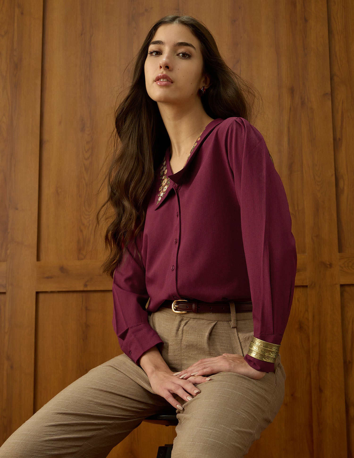Solid Regular Fit Shirt Purple - U.S. Polo Assn. India | Large