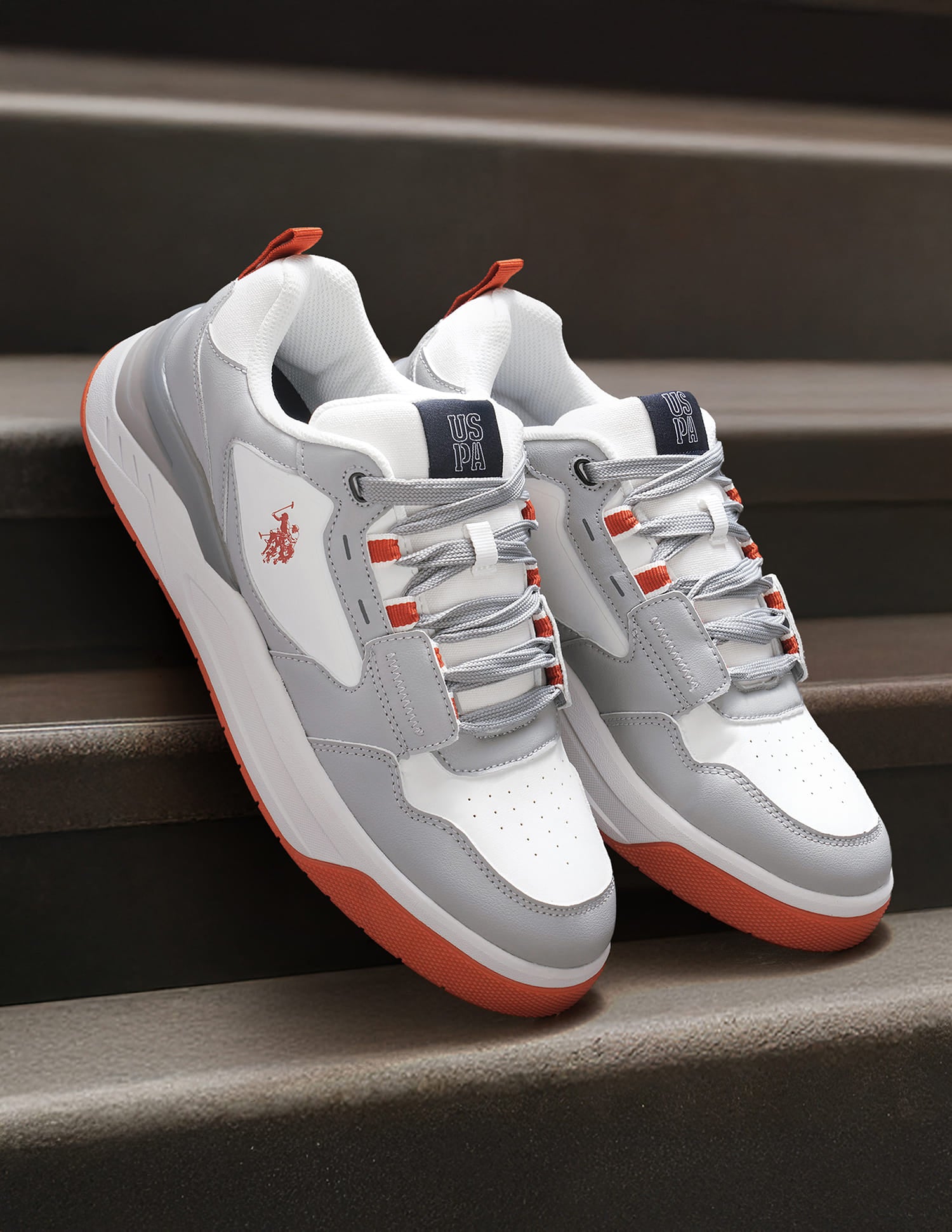 Round Toe Colourblocked Vander Sneakers Light Grey - U.S. Polo Assn. India | Large