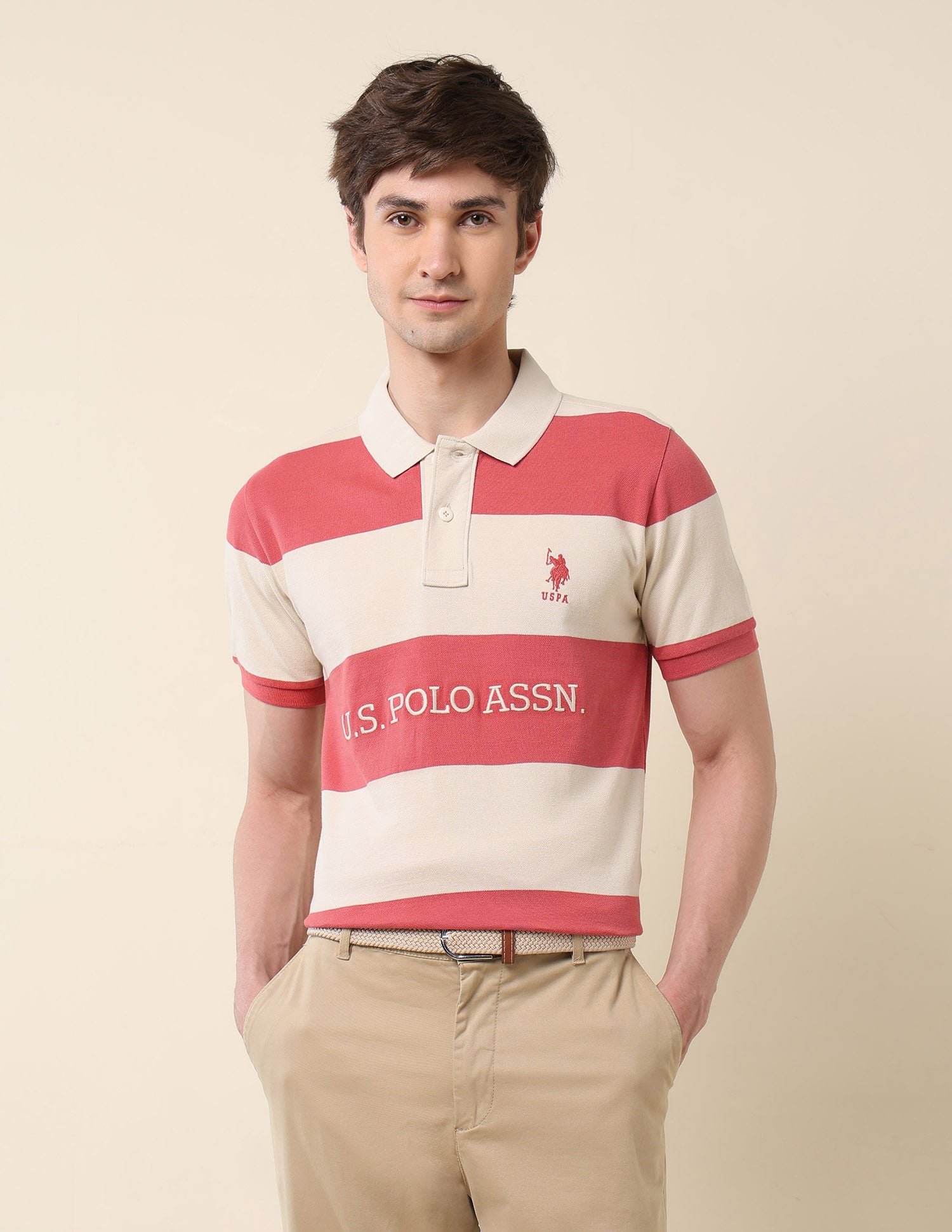 Horizontal Striped Classic Polo Shirt